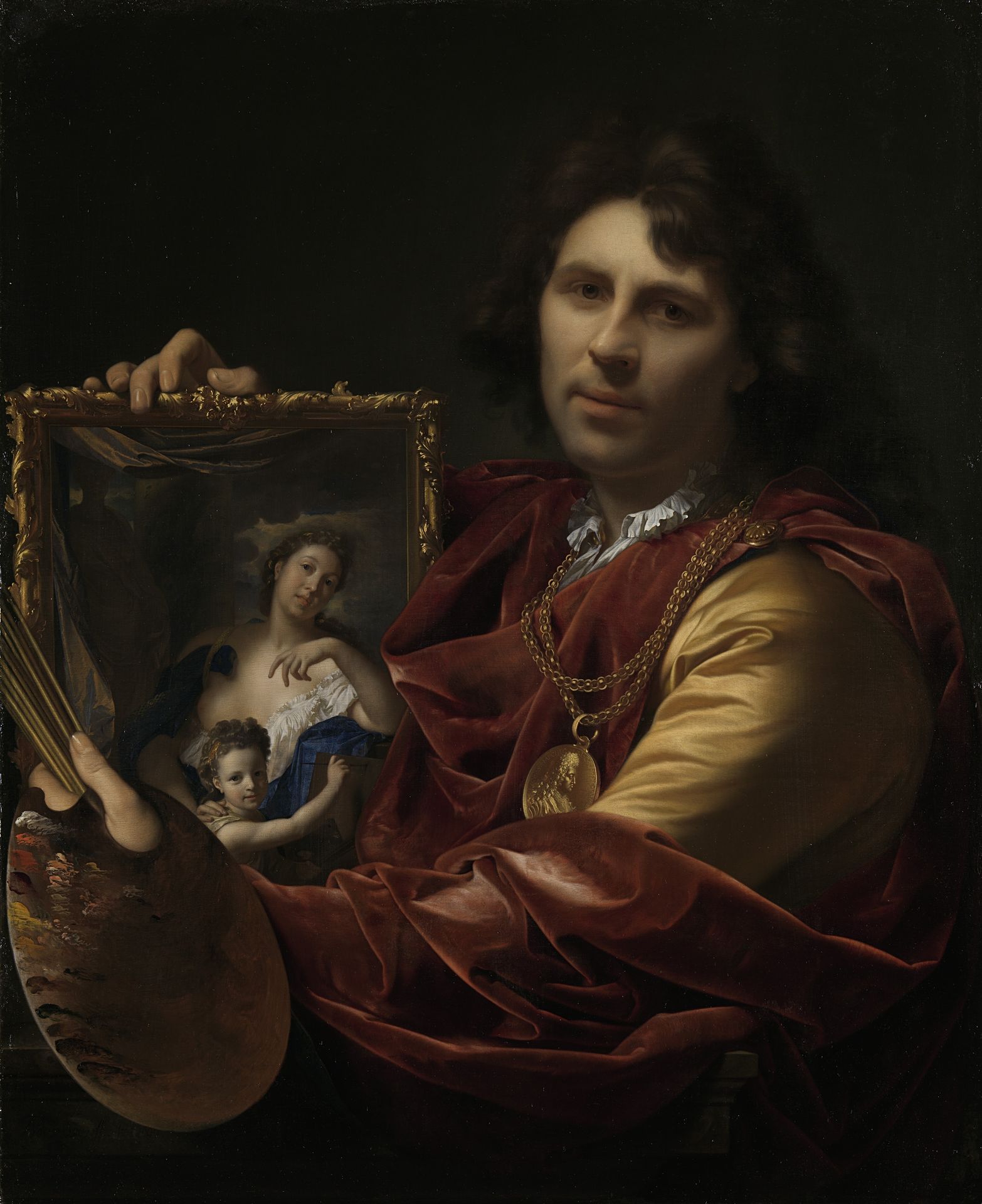 Self-portrait with the Portrait of his Wife, Margaretha van Rees, and their Daughter Maria by Adriaen van der Werff