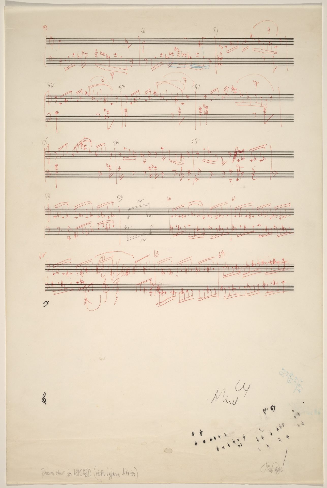 Bassoon Chart for HPSCHD (with Lejaren Hiller) by John Cage