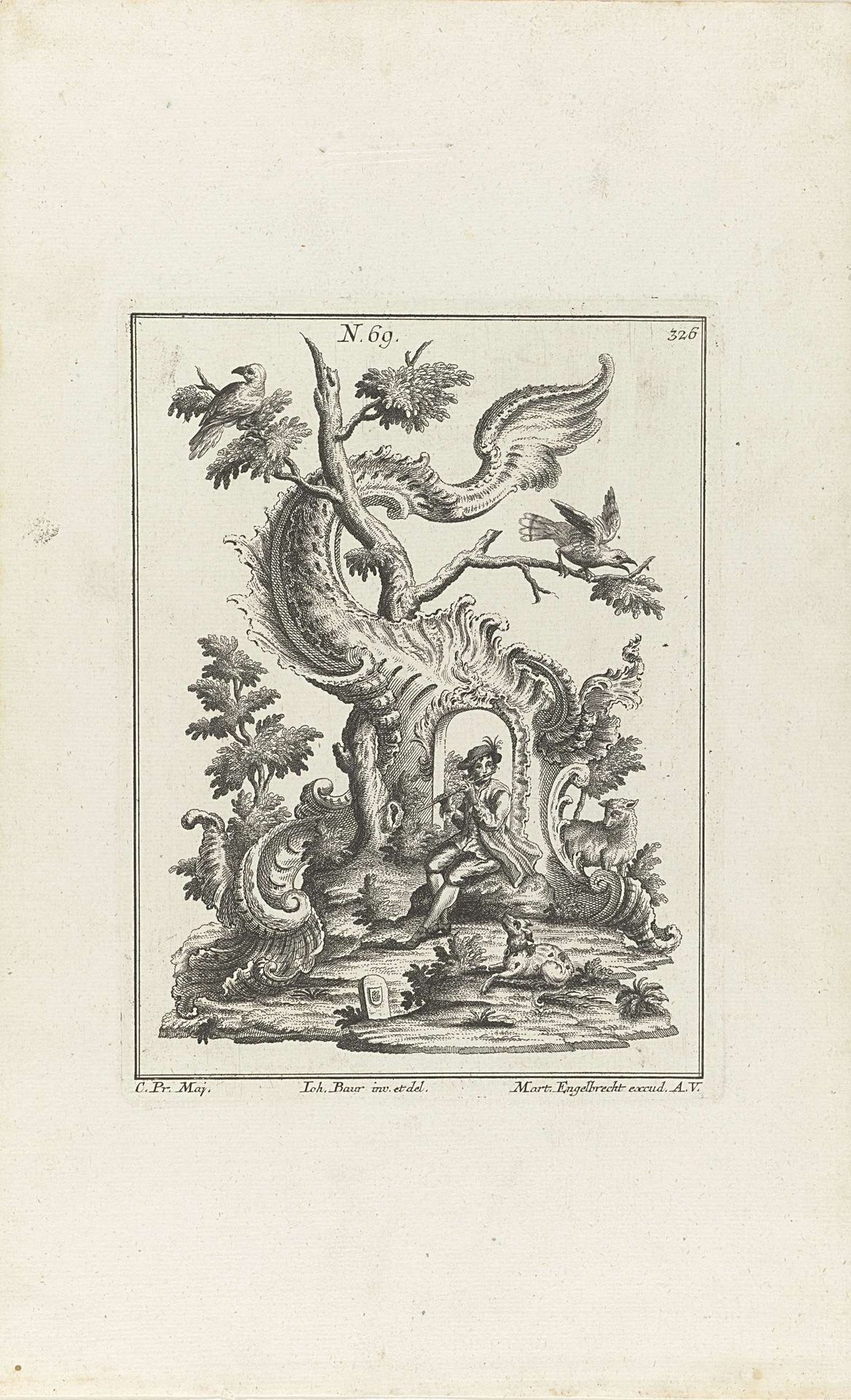 Fluitspeler in een landschap by Anonymous