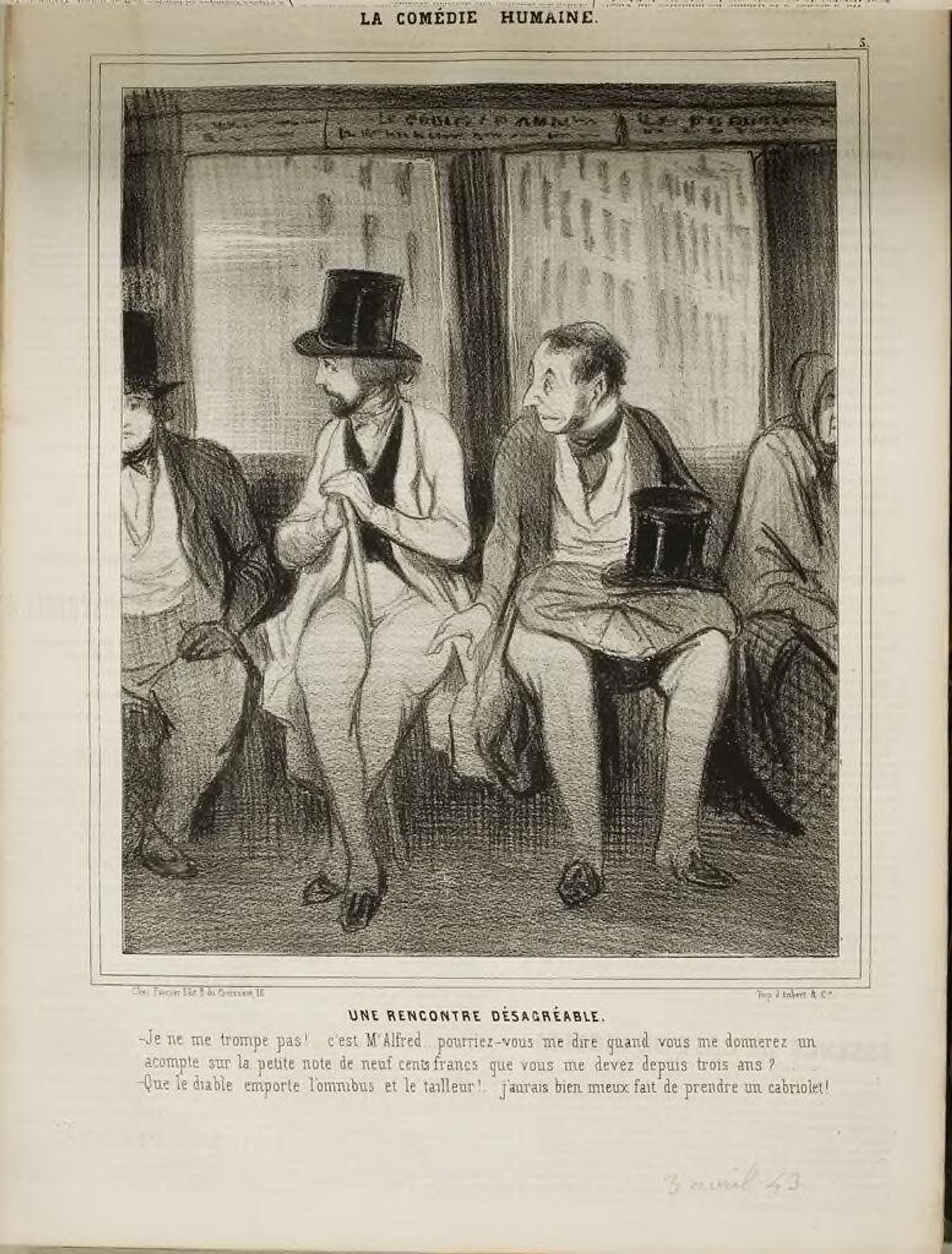 An Unpleasant Encounter by Honoré Daumier