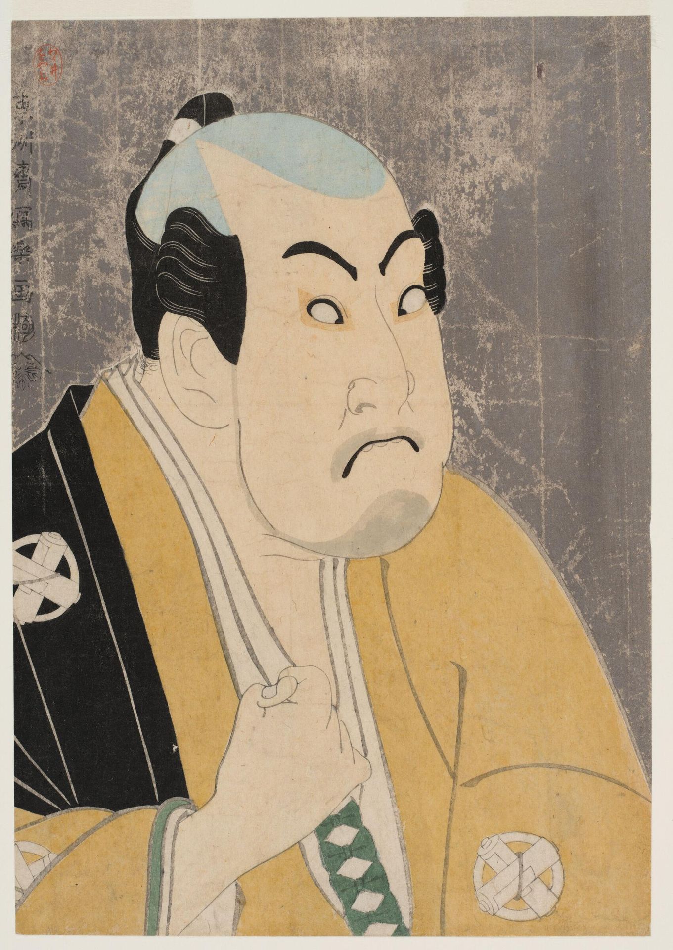 Actor Tanimura TorazÅ as Washizuka Happeiji from the Play "Koi Nyobo Somewake Tazuna. Yoshitsune Senbon-Zakura" (Kawarazaki-za) by Tōshūsai Sharaku