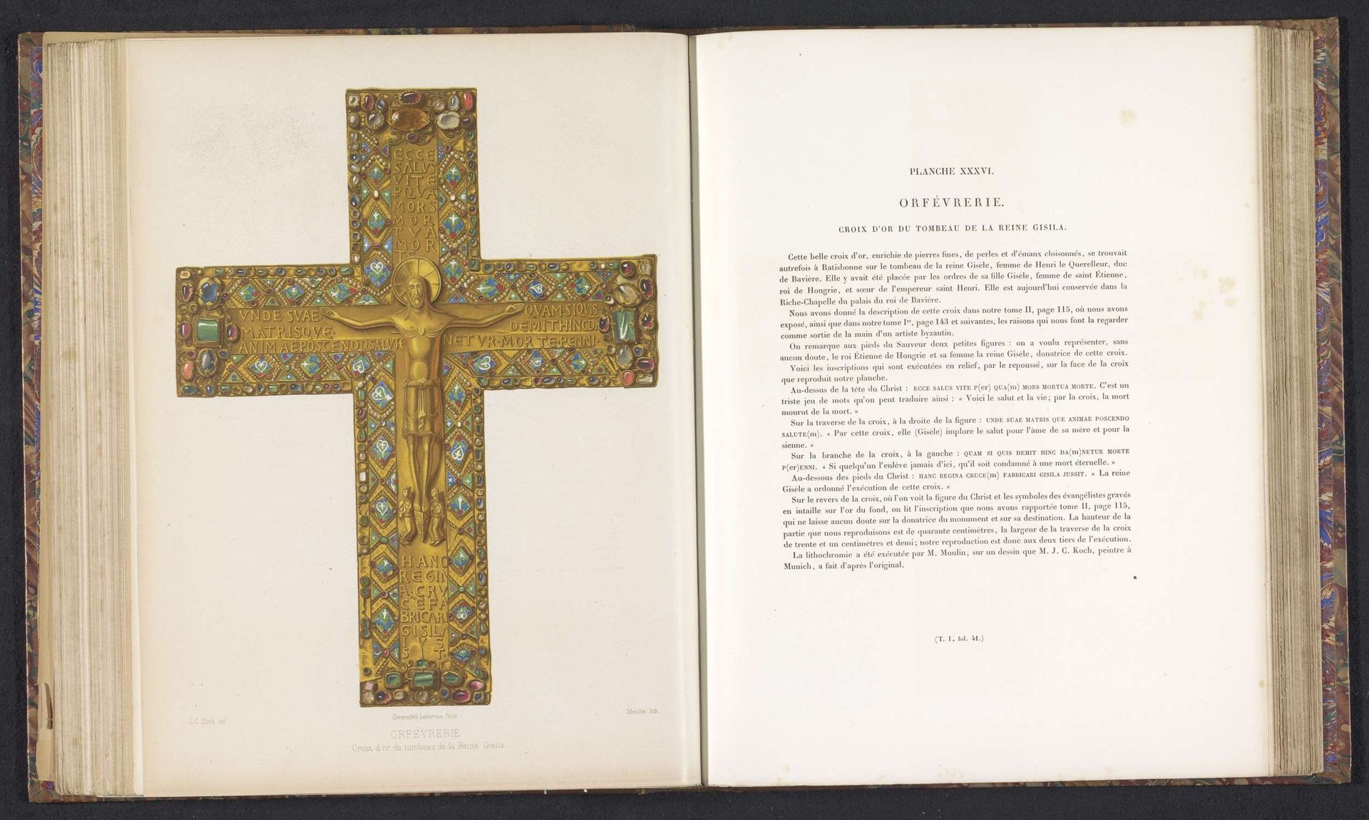 Gouden kruis, afkomstig uit het graf van koningin Gisela van Hongarije by Moulin