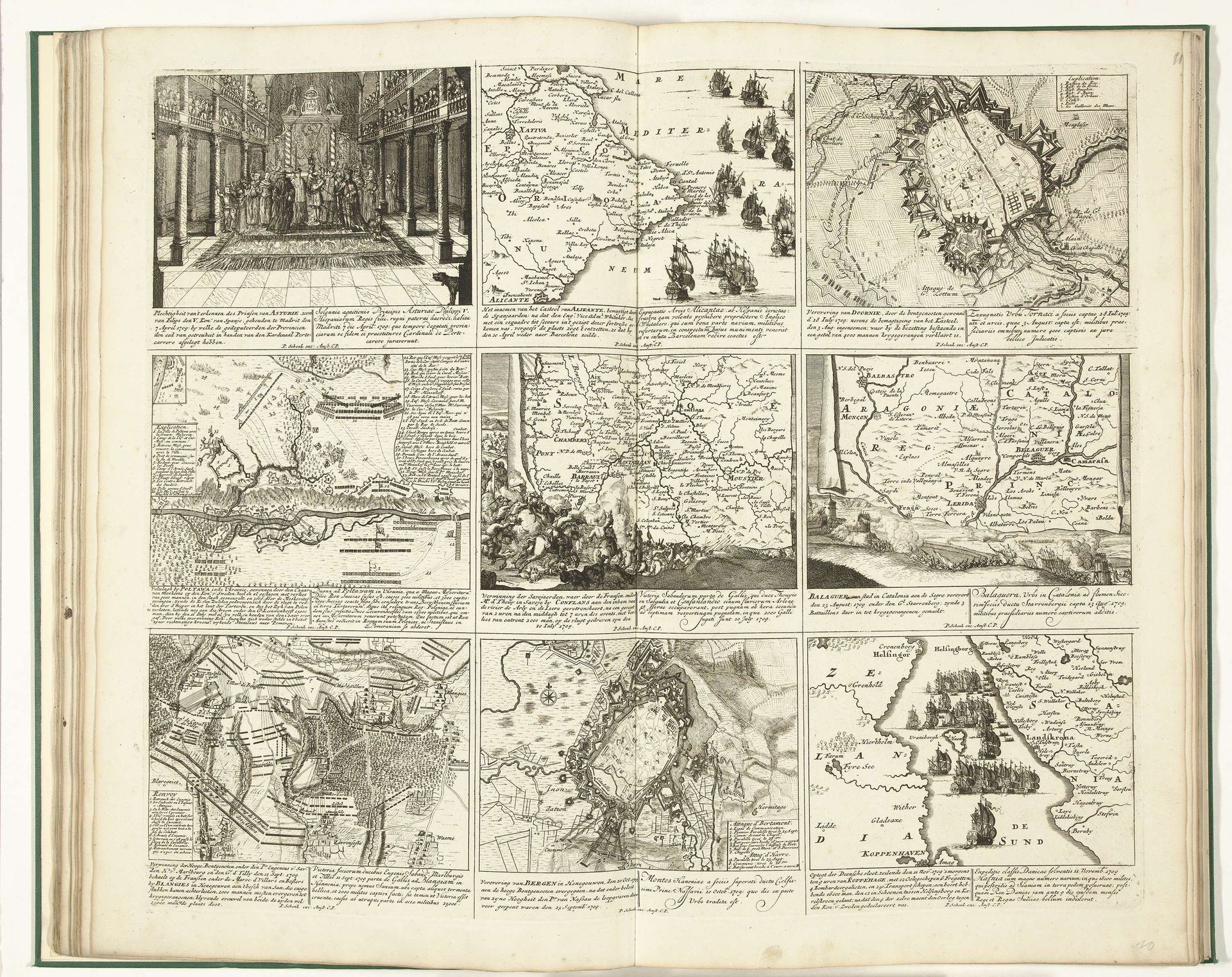 Schouwburg van den oorlog (blad X), 1709 by Pieter Schenk