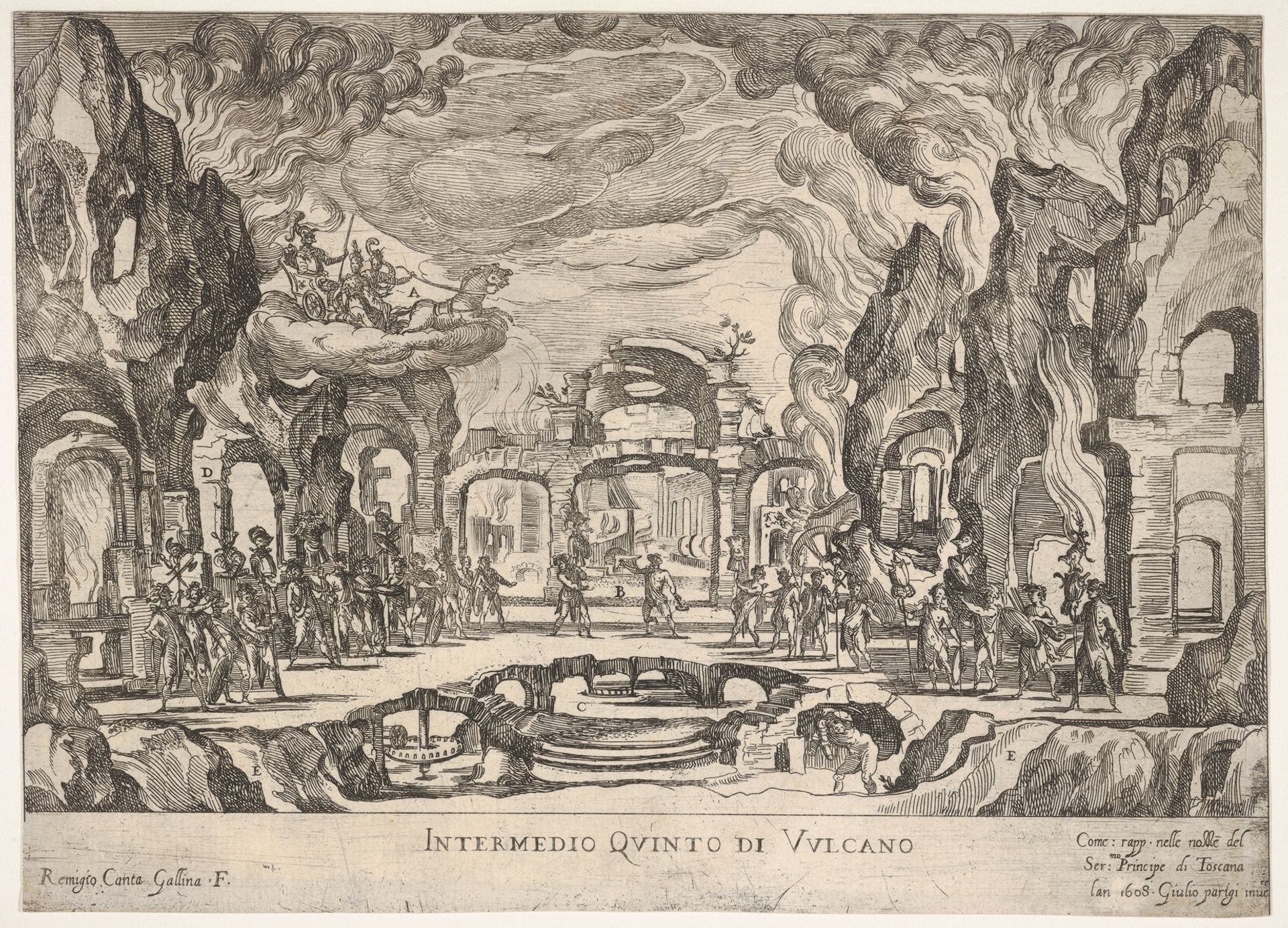 Fifth Interlude: Vulcan (Intermedio quinto di Volcano), from the series 'Seven Interludes' for the wedding celebration of Cosimo de' Medici in Florence, 1608 by Remigio Cantagallina