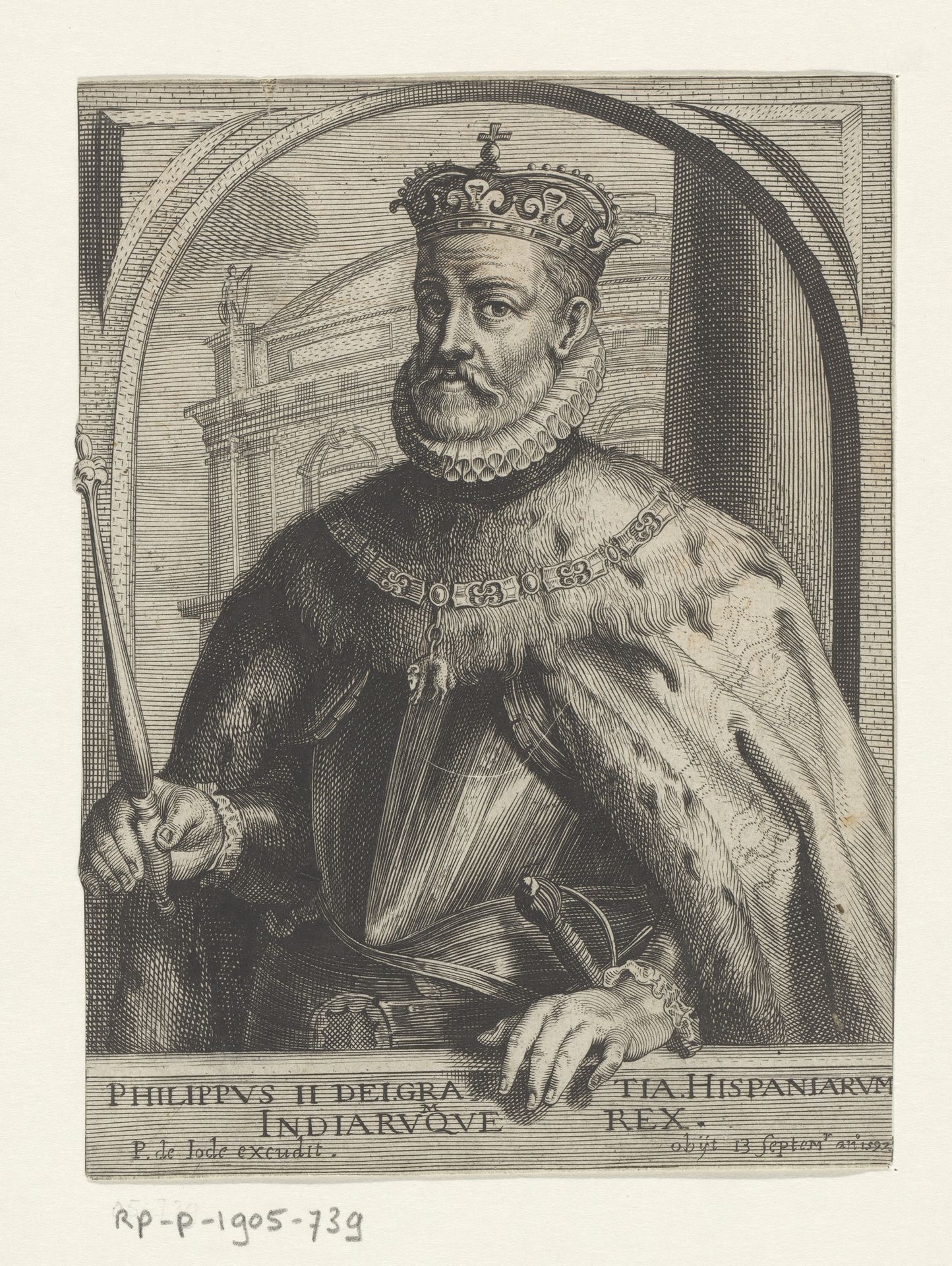 Portret van Filips II van Spanje by Pieter de (II) Jode