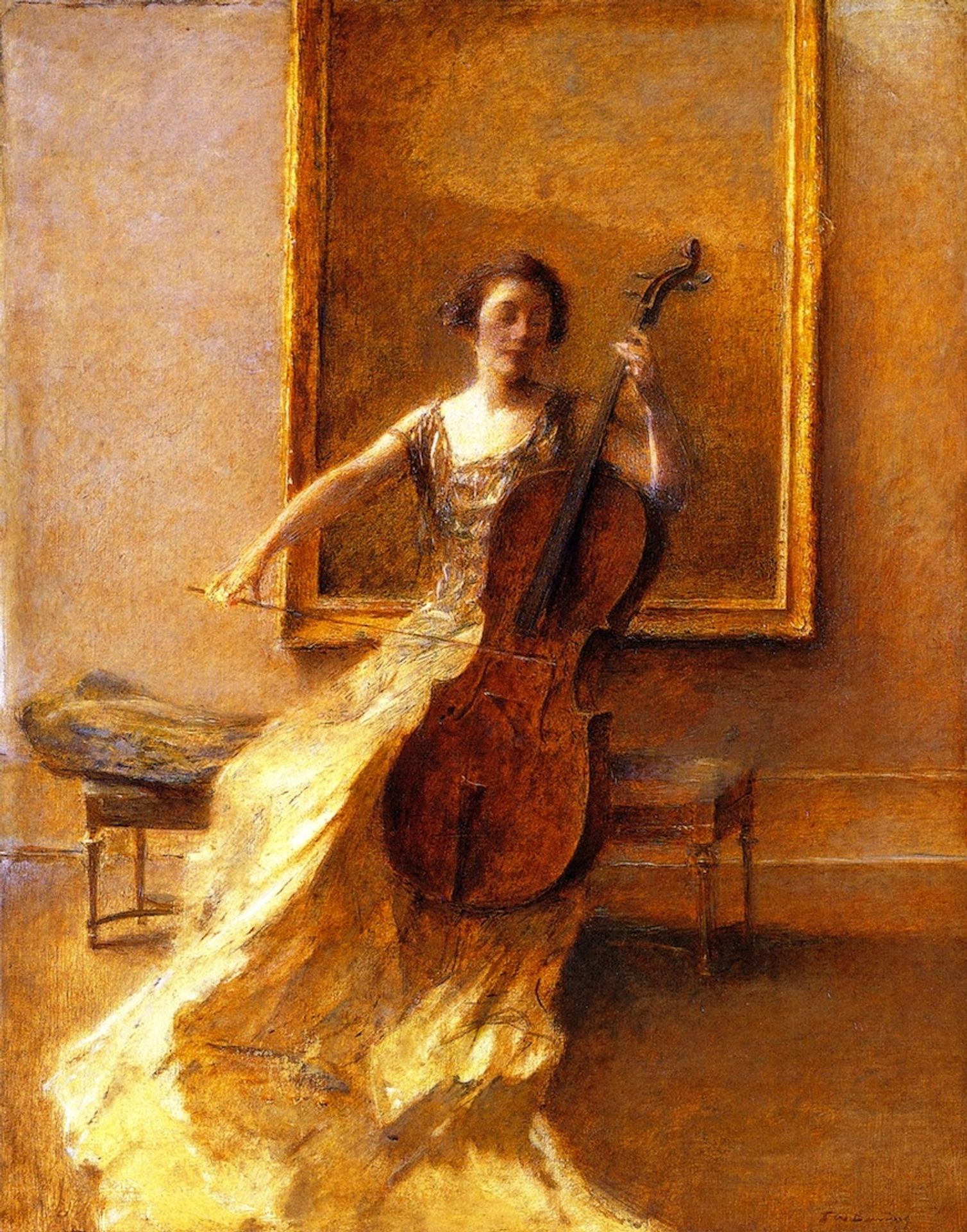 Lady with a Cello by Thomas Wilmer Dewing