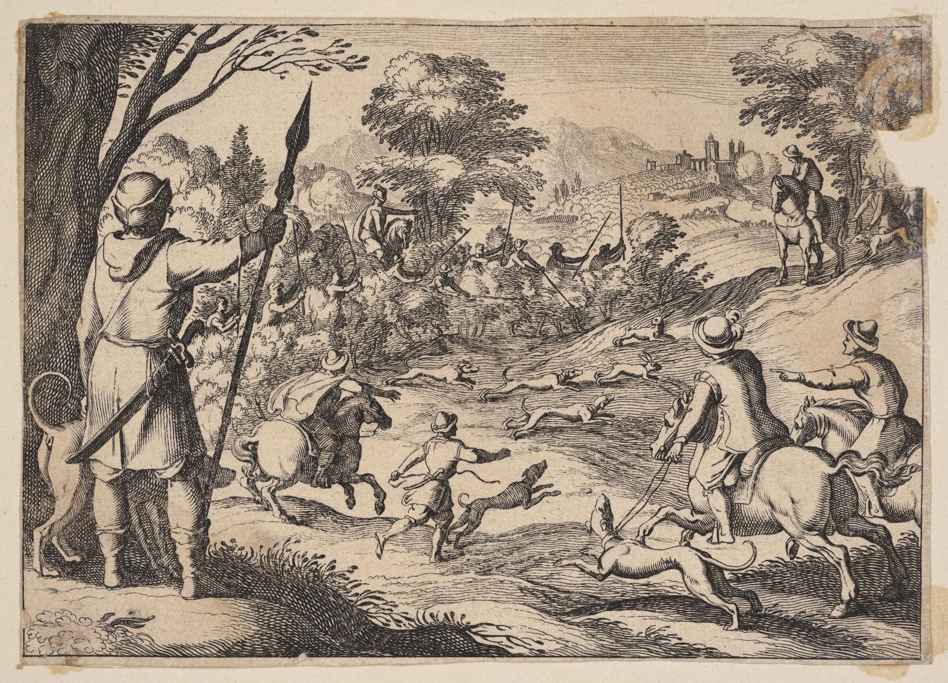 A Rabbit Hunt, with Men Chasing Rabbits from the Underbrush - Antonio ...