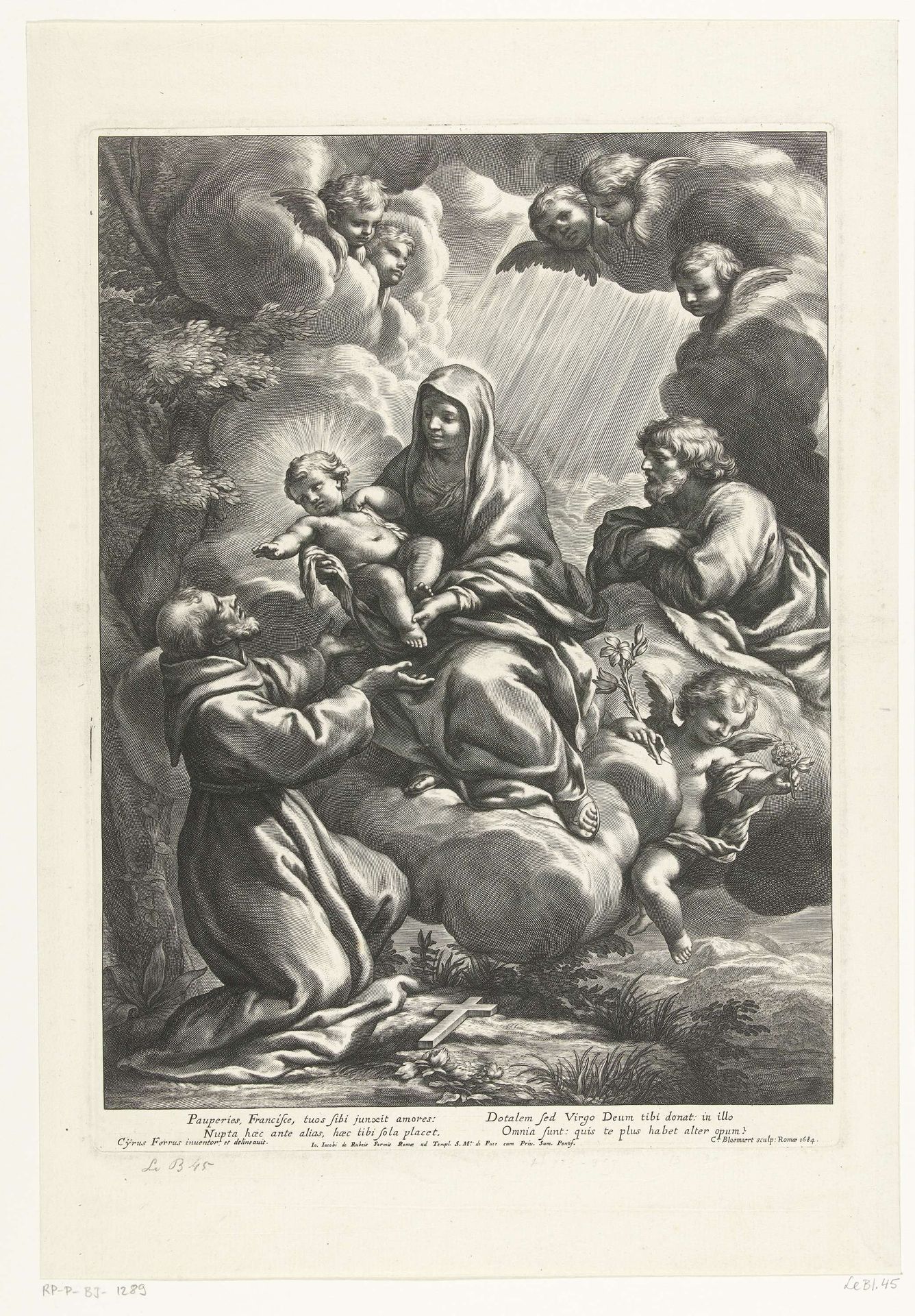 De heilige Franciscus ontvangt het Christuskind van Maria by Cornelis Bloemaert