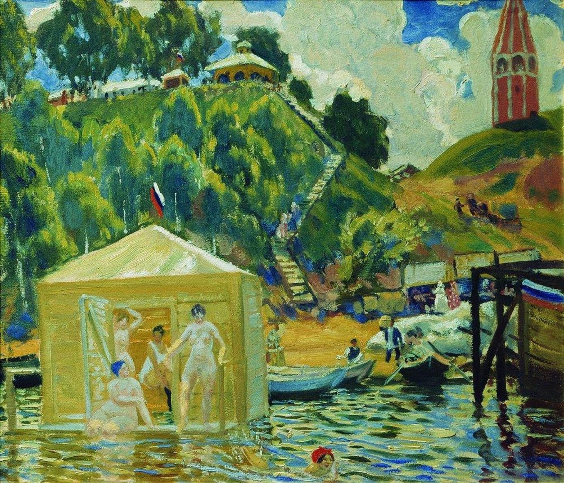 Bathing by Boris Kustodiev