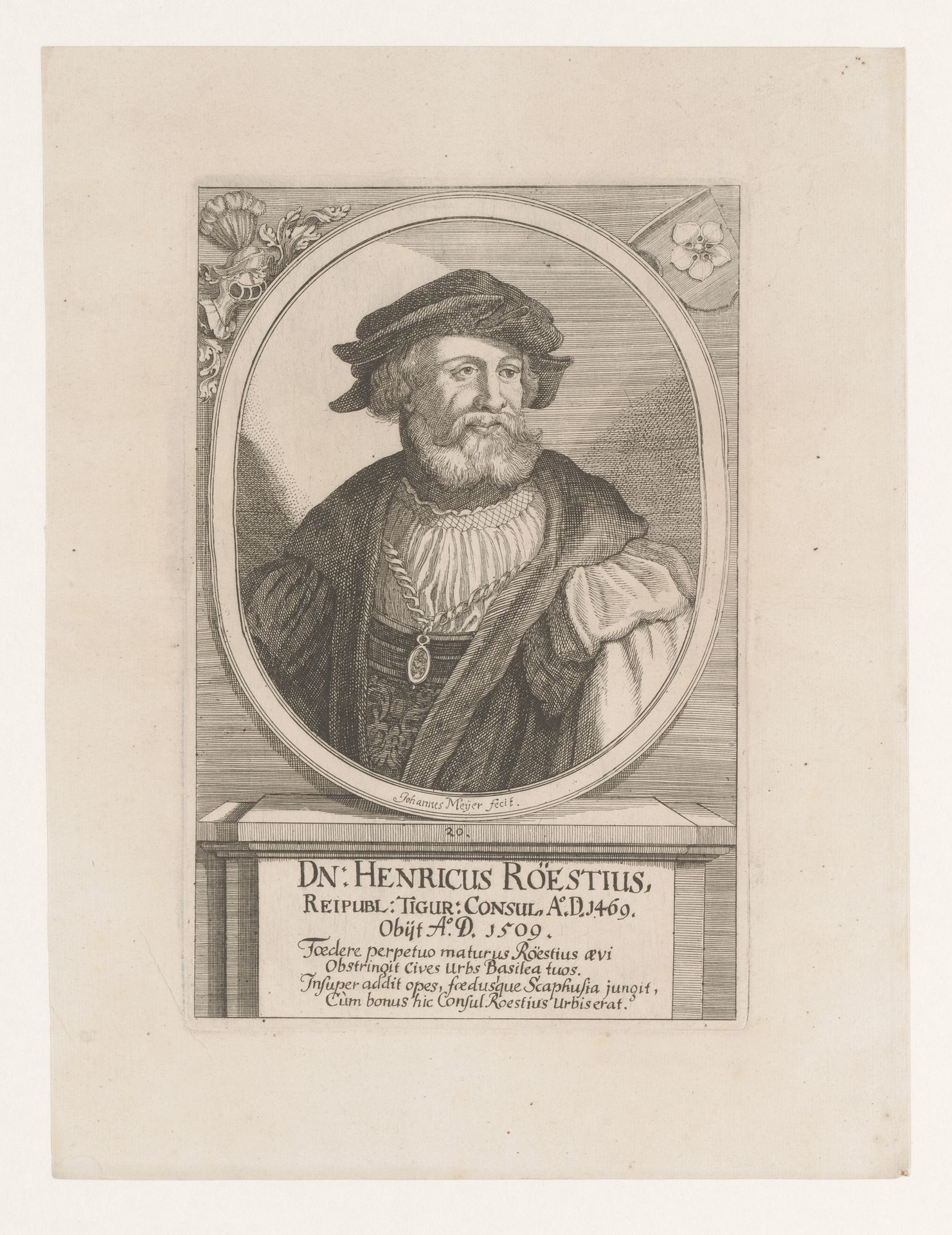 Portret van Heinrich Röust by Johannes (II) Meyer