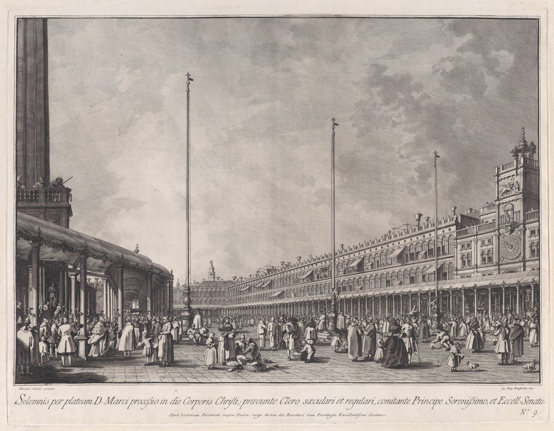 Plate 9: Procession on Corpus Christi Day in the Piazza San Marco, from 'Ducal Ceremonies and Festivals' (Le Feste Ducali) by Giovanni Battista Brustolon