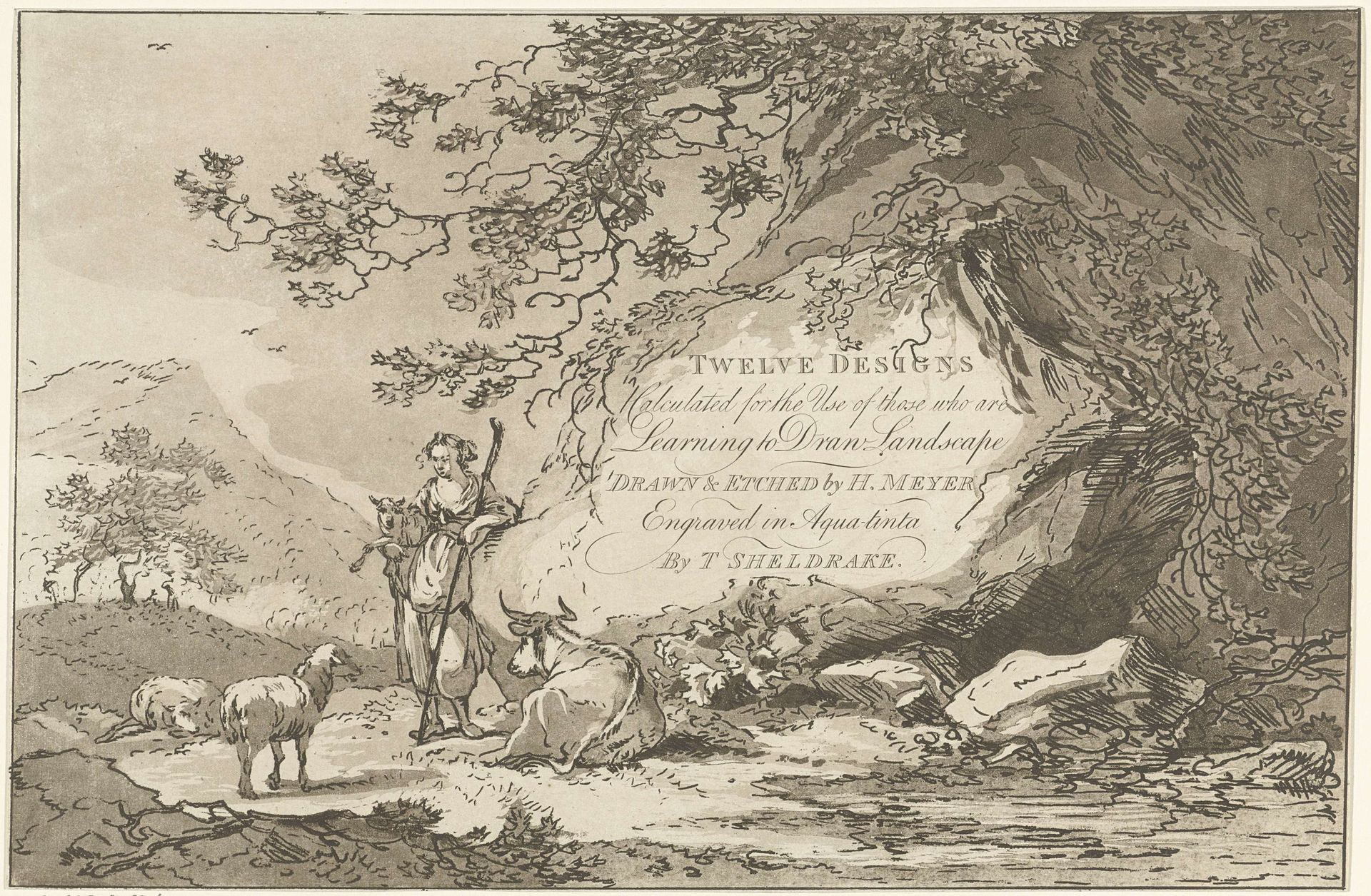 Herderin in een landschap by Hendrik Meijer
