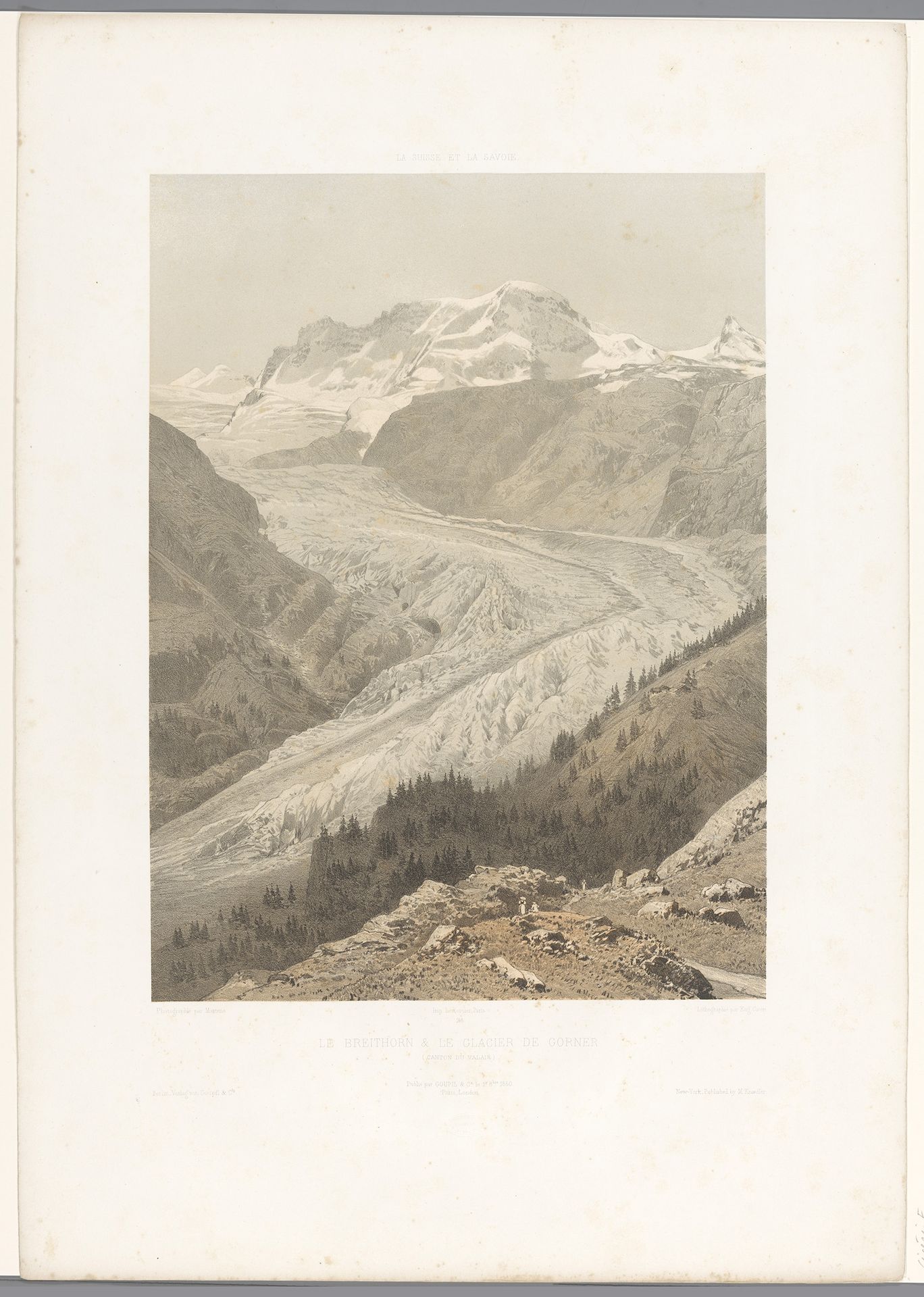 Zicht op de Gorner-gletsjer en de Breithorn by Eugène Cicéri