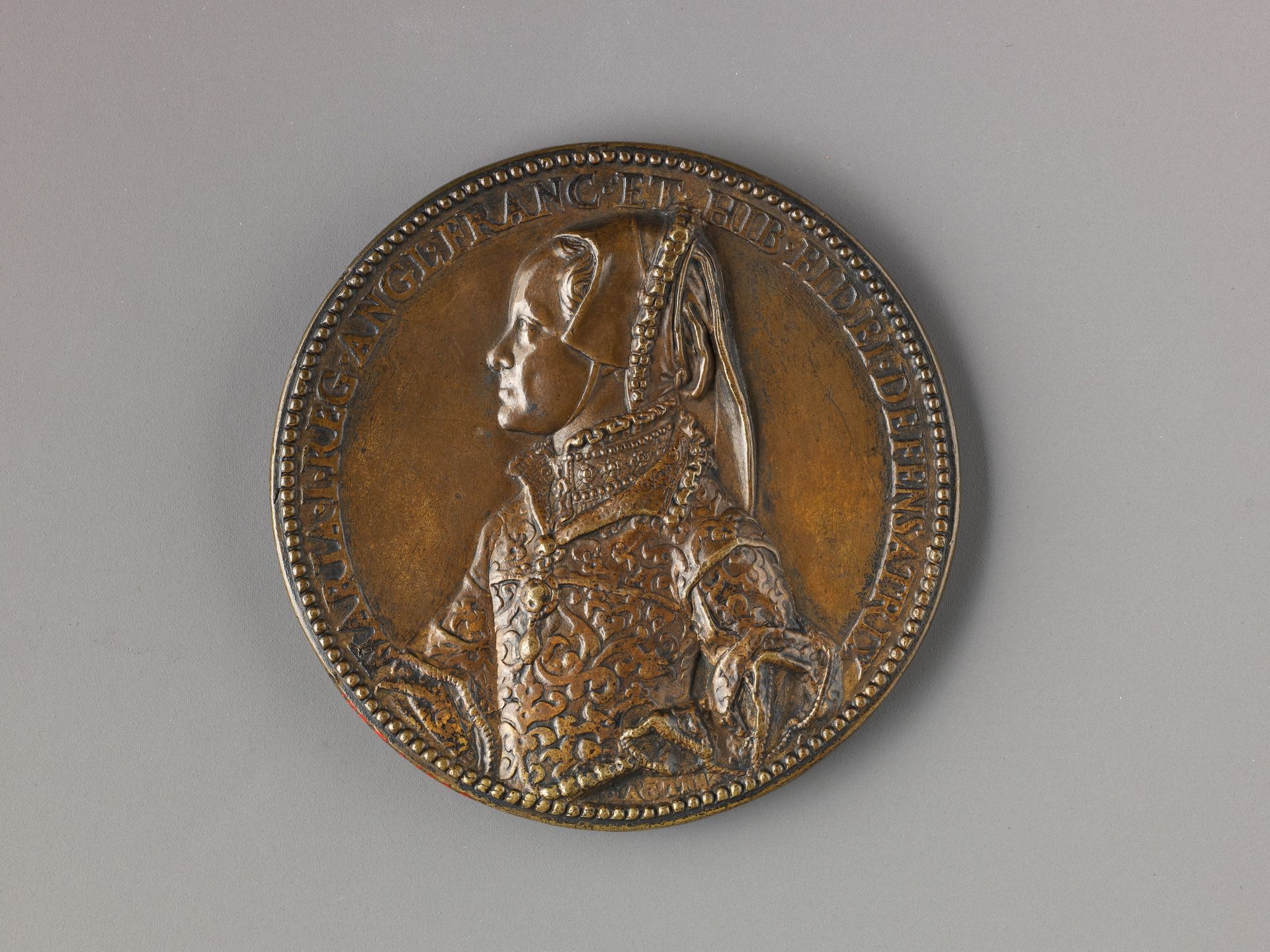 Portrait medal of Mary Tudor Queen of England (obverse); Allegory of Mary Tudor's Reign (reverse) by Jacopo Nizolla da Trezzo