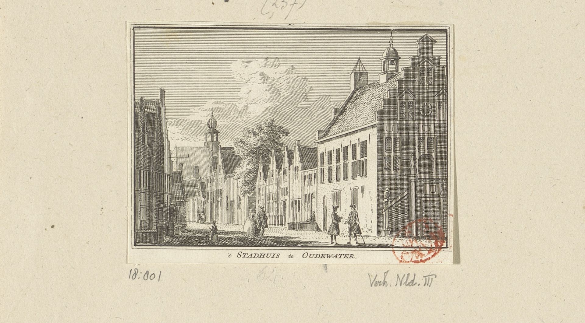 Gezicht op het stadhuis te Oudewater by Hendrik Spilman
