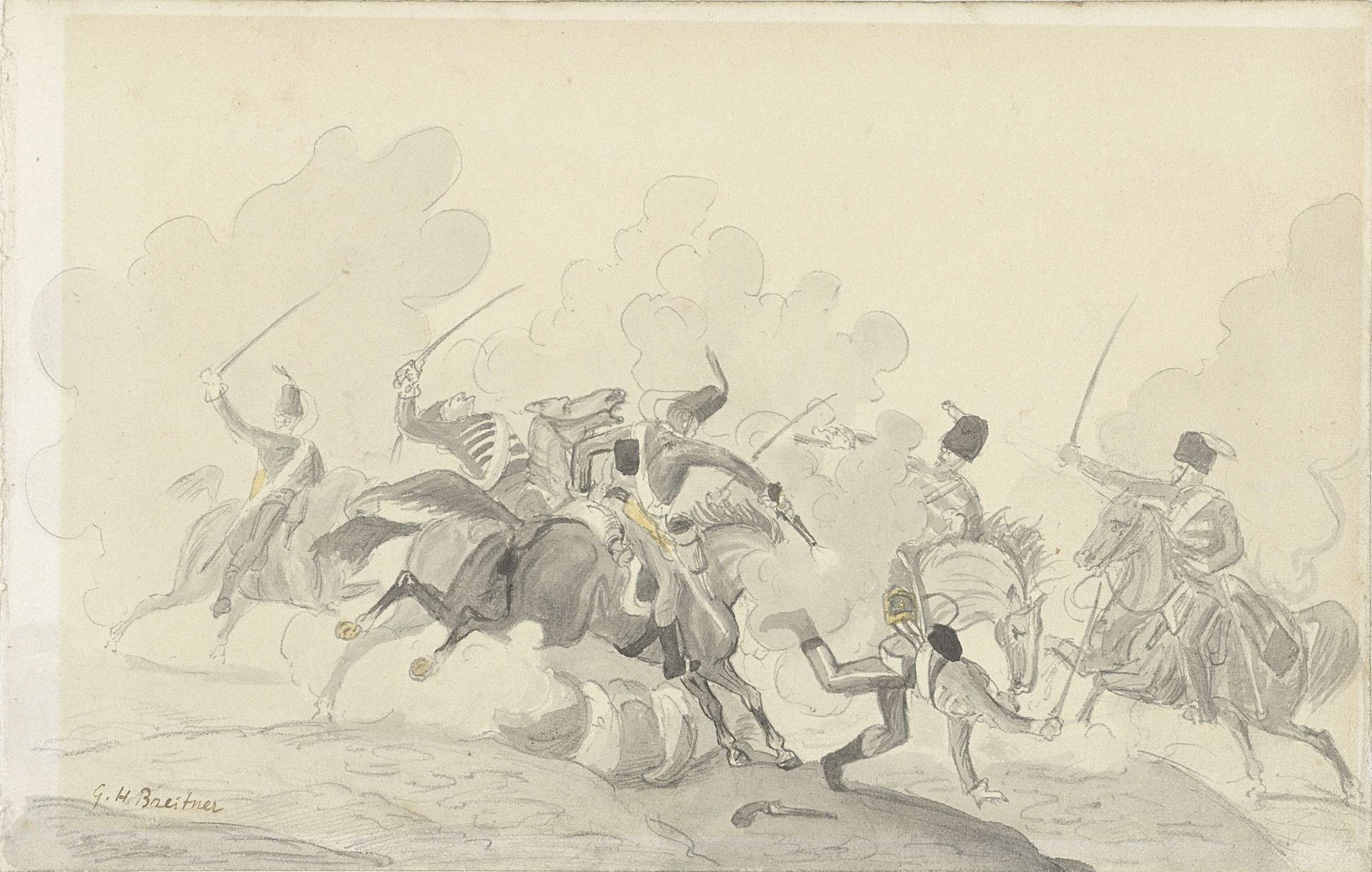 Ruitergevecht by George Hendrik Breitner