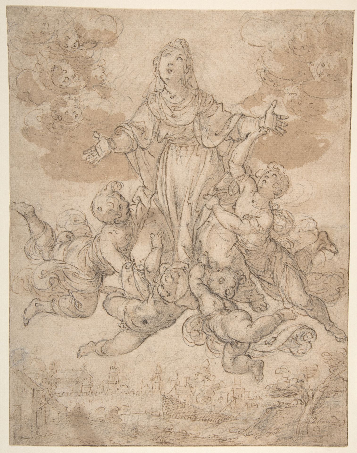 Virgin in Glory with Angels by Aurelio Lomi