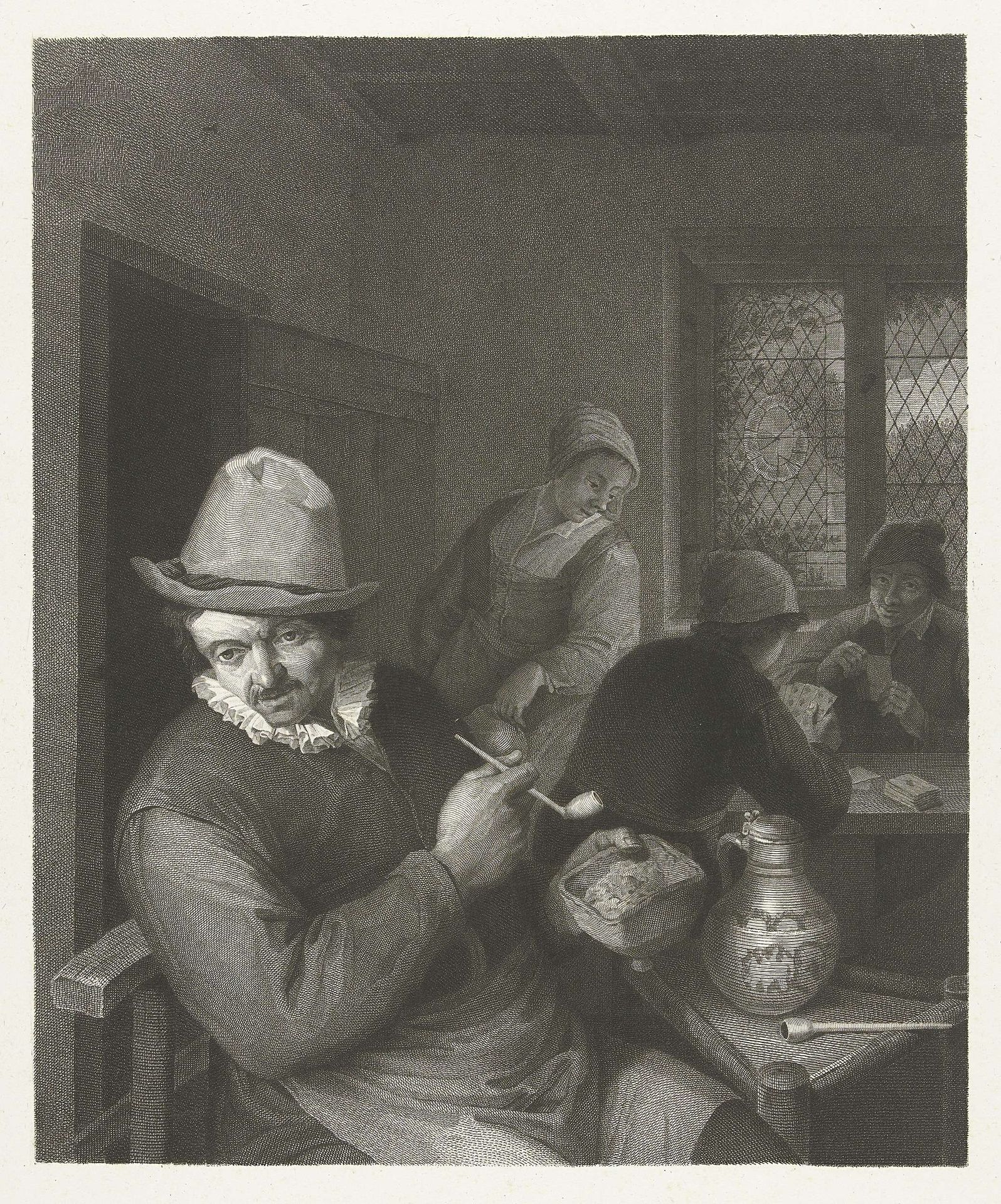 Kroegscène met man die een pijp stopt by Lambertus Antonius Claessens