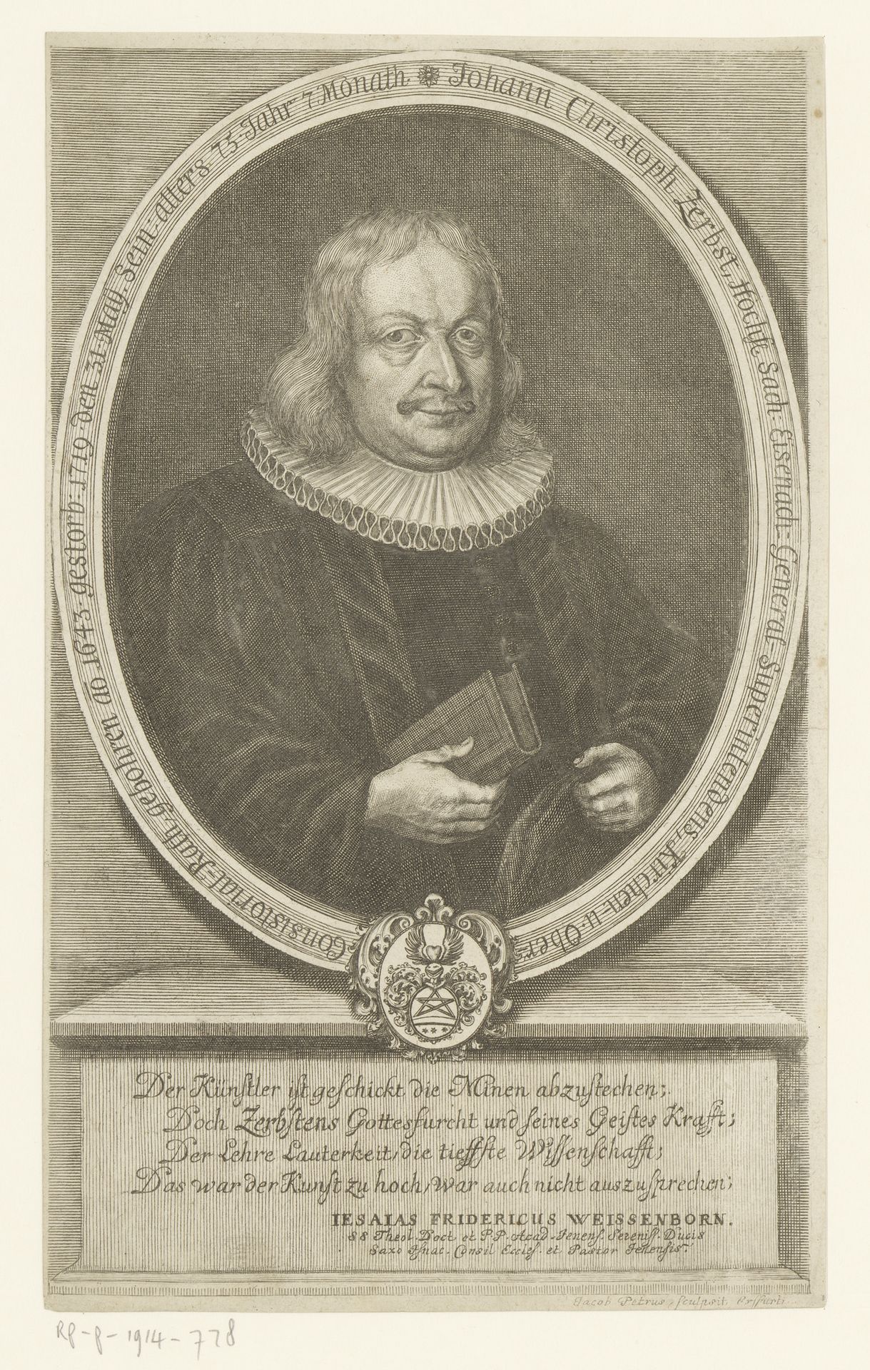 Portret van Johann Christ Zerbst by Jakob Petrus