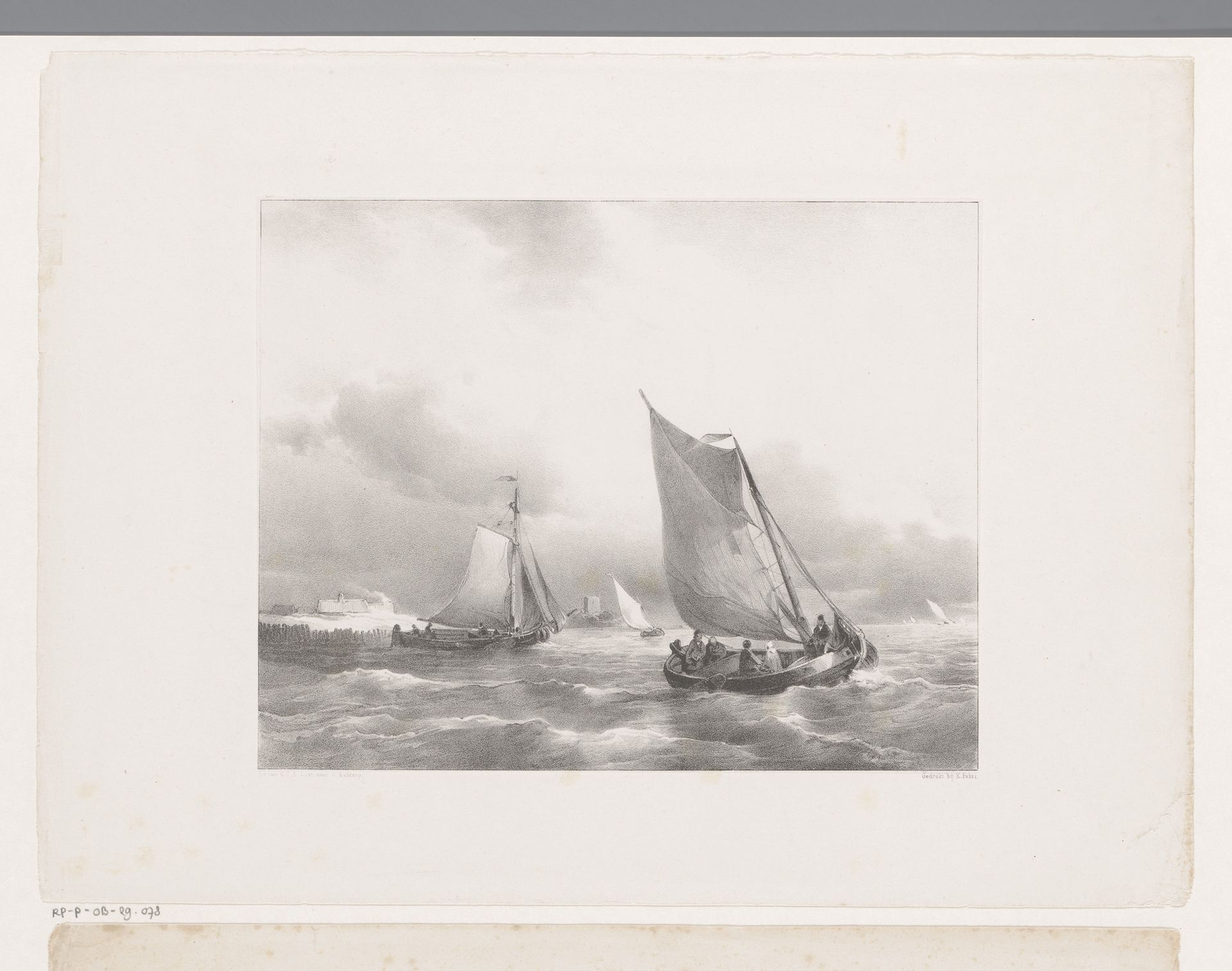 Zeilschepen op zee by Carel Christiaan Antony Last