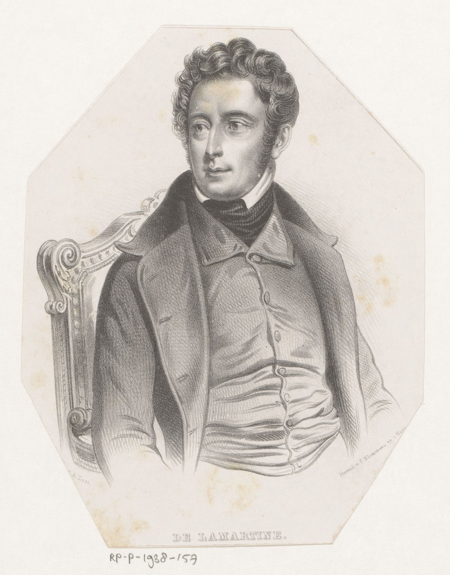 Portret van Alphonse de Lamartine by Carel Christiaan Antony Last