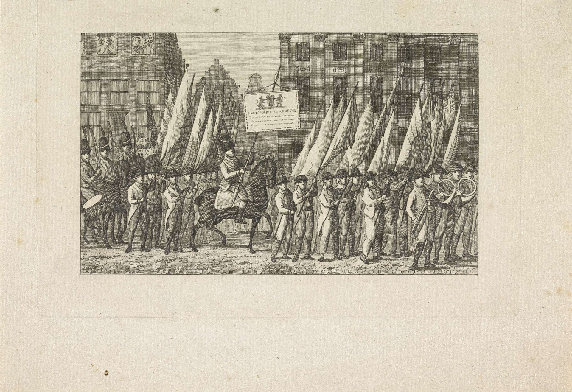 Overbrengen van de zegetekenen op het stadhuis van Amsterdam, 1806 by Cornelis Bogerts