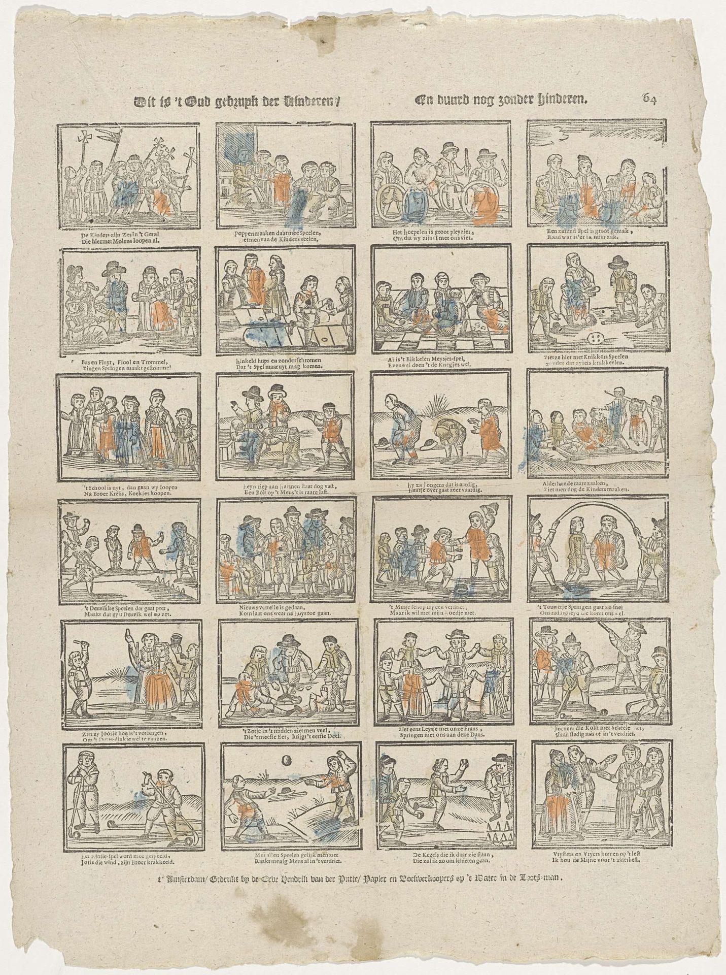 Dit is 't oud gebruyk der kinderen / En duurd nog zonder hinderen by Erven Hendrik van der Putte