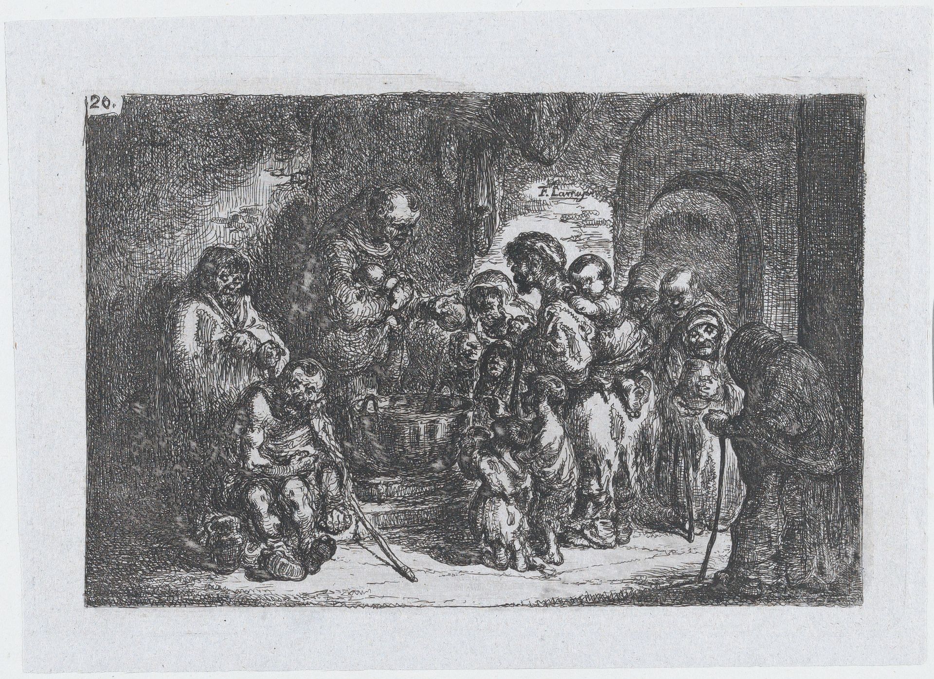 Plate 20: a priest giving food to the poor, from the series of customs and pastimes of the Spanish people by Francisco Lameyer y Berenguer