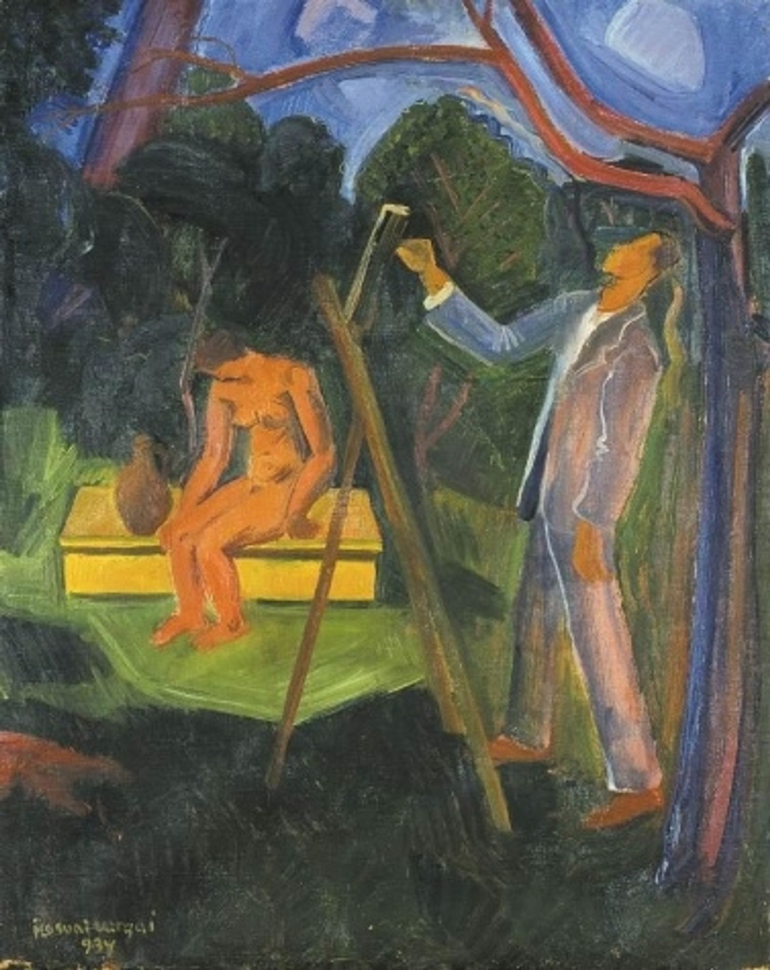 Painter with Model by Istvan Ilosvai Varga