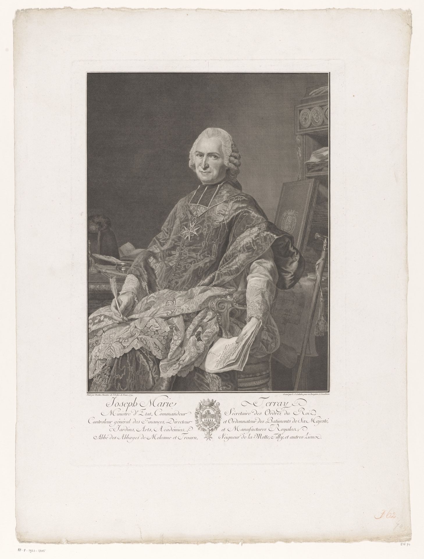 Portret van Joseph Marie Terray by Louis Jacques Cathelin