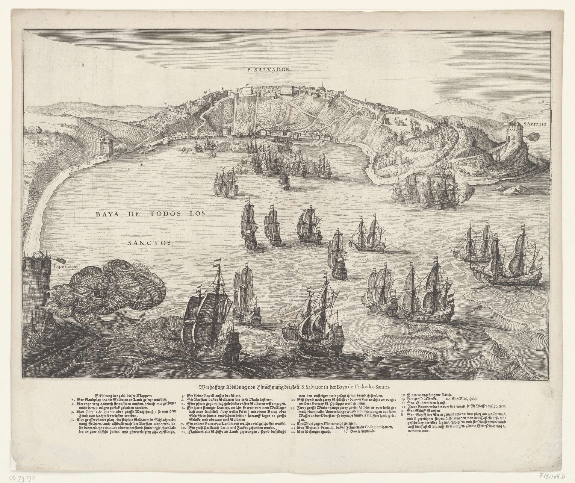 Verovering van San Salvador in Brazilië door admiraal Jacob Willekes, 1624 by Anonymous