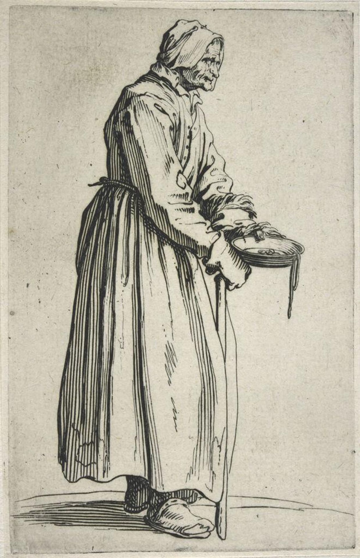 Beggar Woman with a Begging Bowl by Jacques Callot
