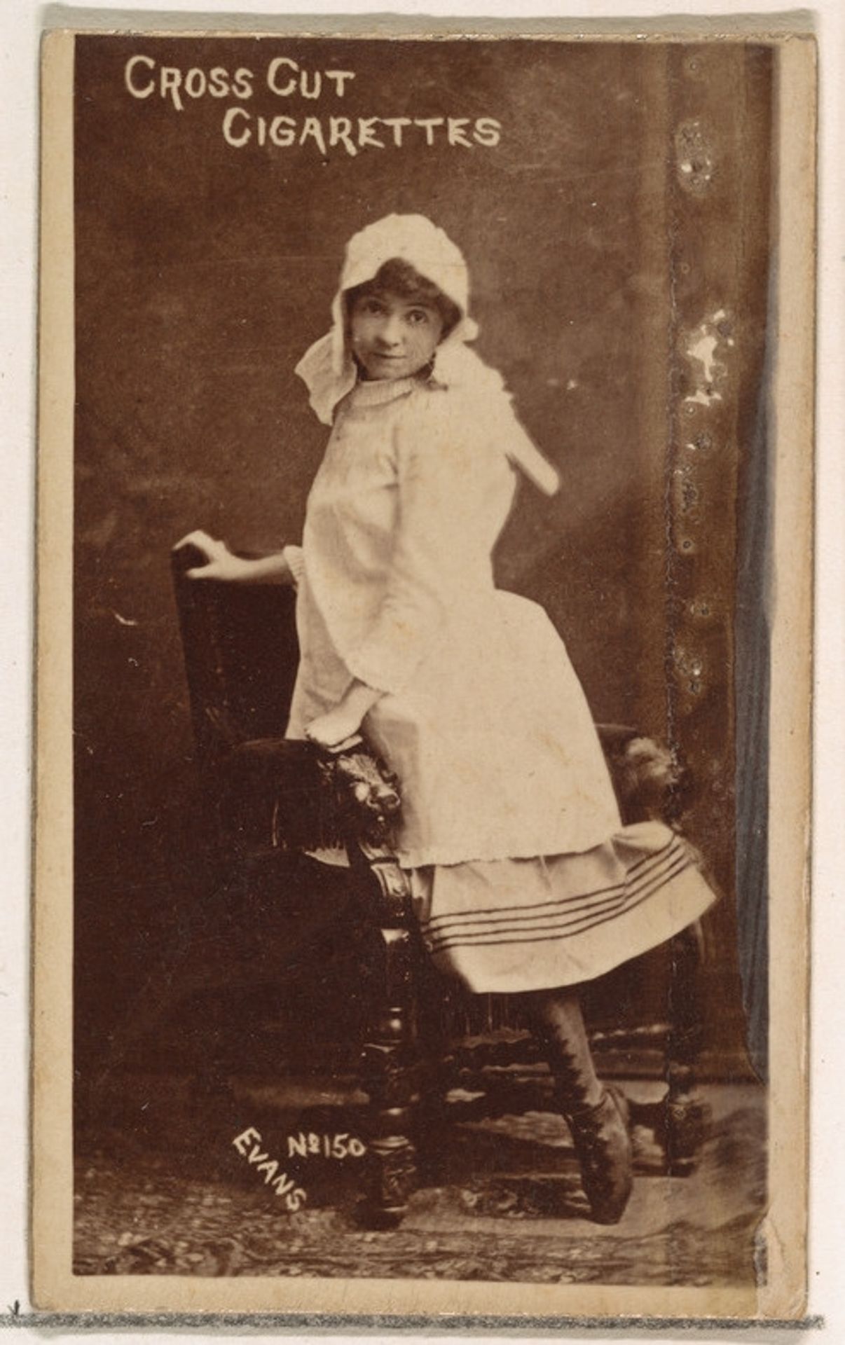 Card Number 150, Evans, from the Actors and Actresses series (N145-1) issued by Duke Sons & Co. to promote Cross Cut Cigarettes by W. Duke, Sons & Co.