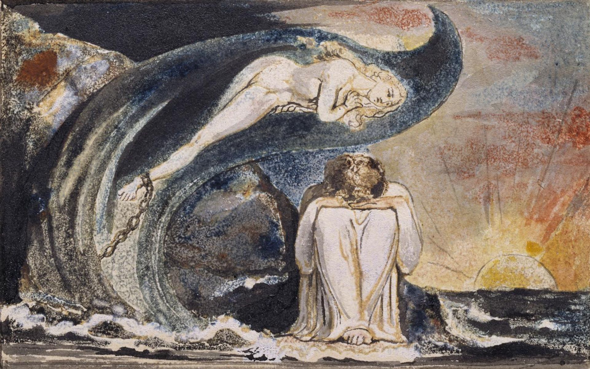 Plate 2 of ‘Urizen’: ‘Teach these Souls to Fly’ by William Blake