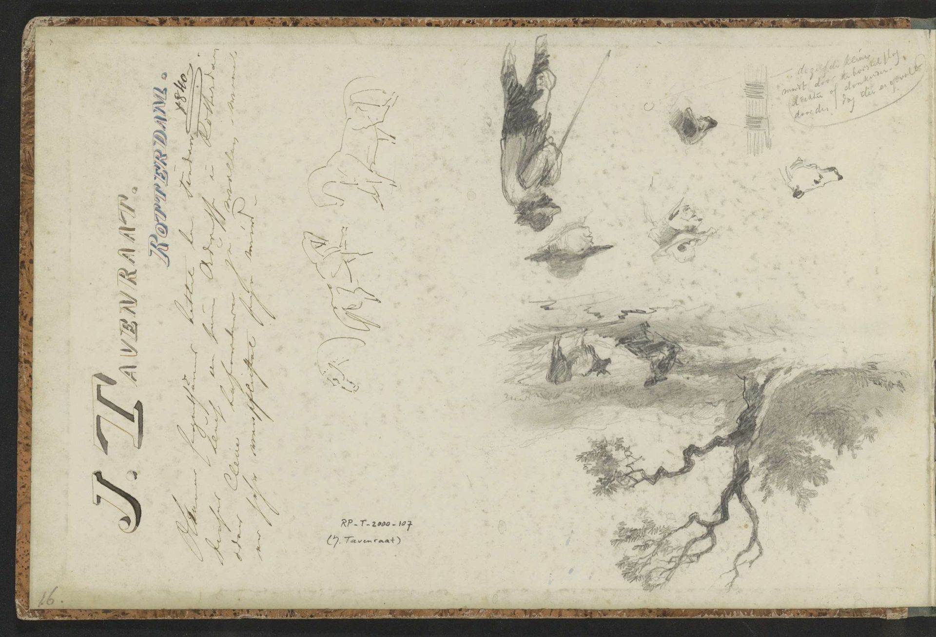 Paarden, hondenkoppen, een herder en een landschap by Johannes Tavenraat