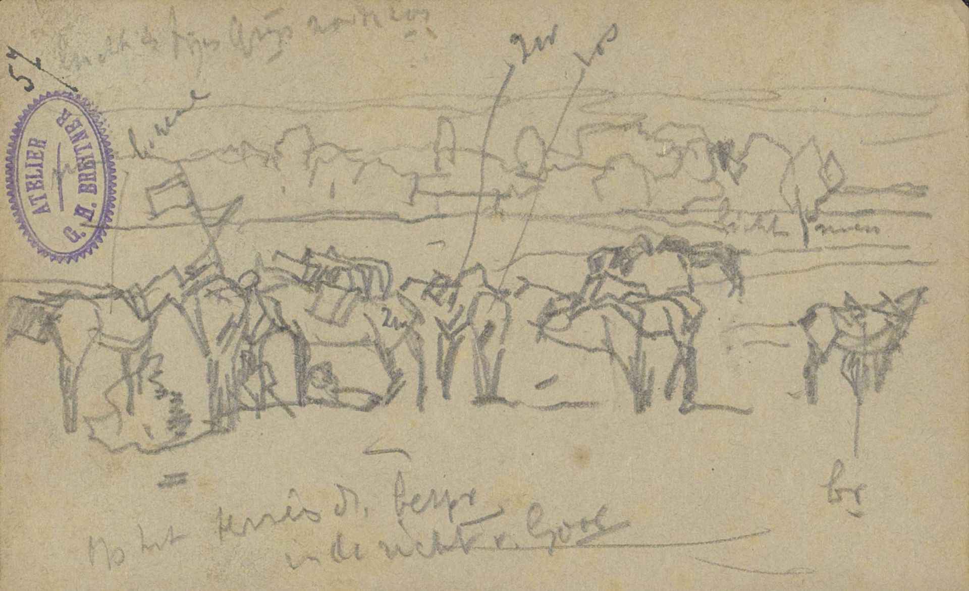 Rustende paarden op een manoeuvreterrein by George Hendrik Breitner