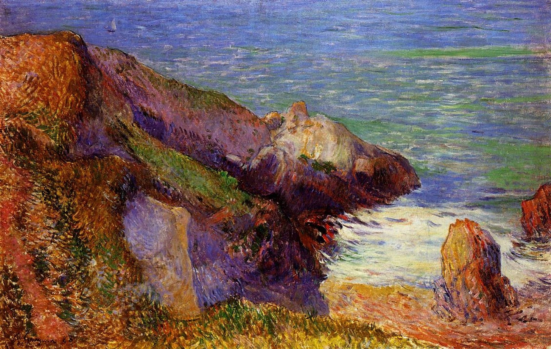 Rocks on the breton coast by Paul Gauguin