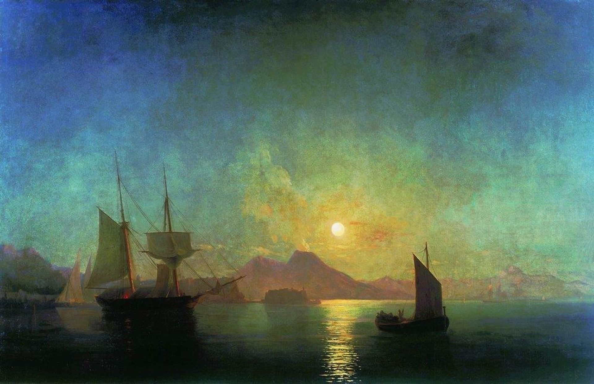 The Bay of Naples by Moonlight by Ivan Konstantinovich Aivazovsky