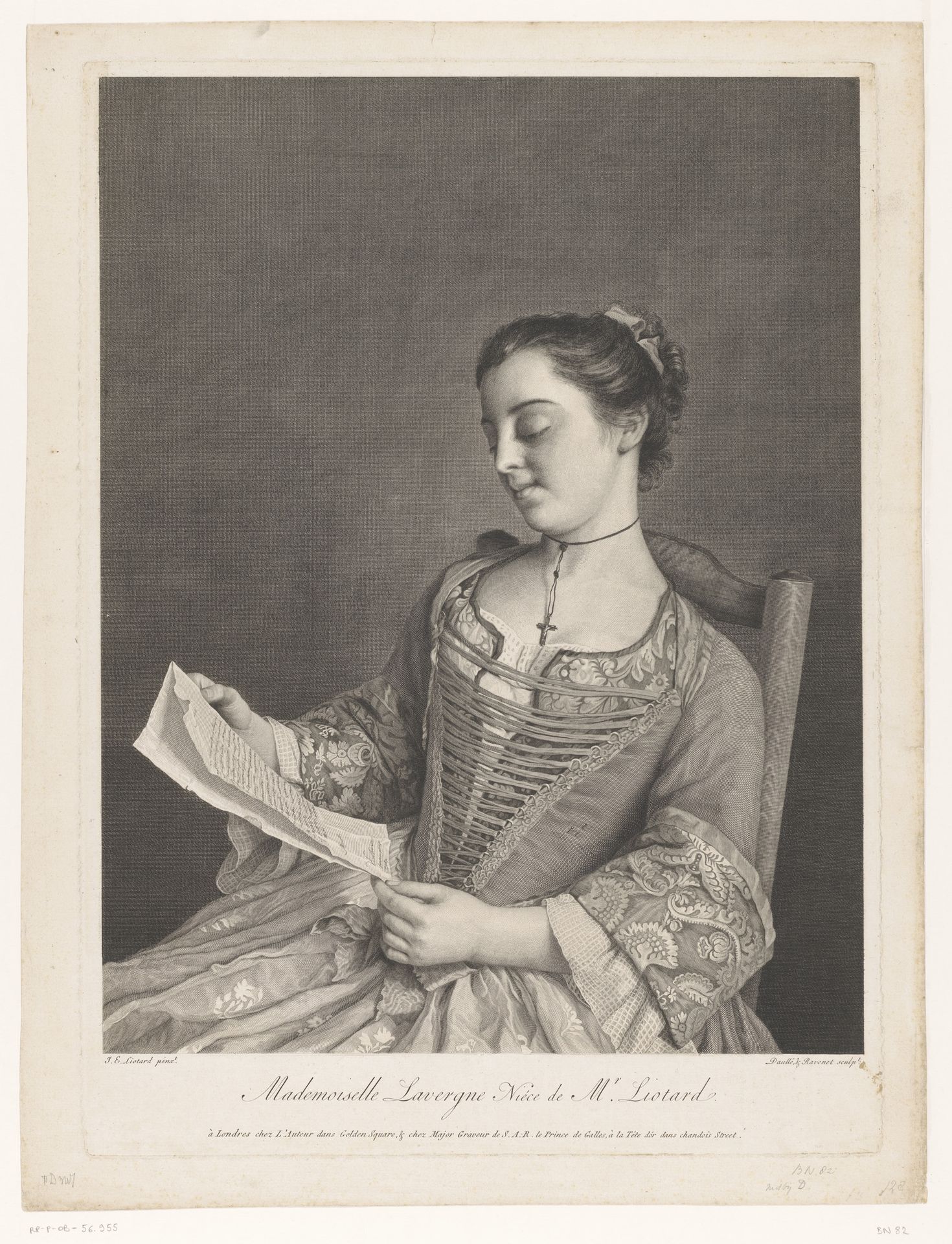 Portret van Marianne Lavergne by Jean Daullé