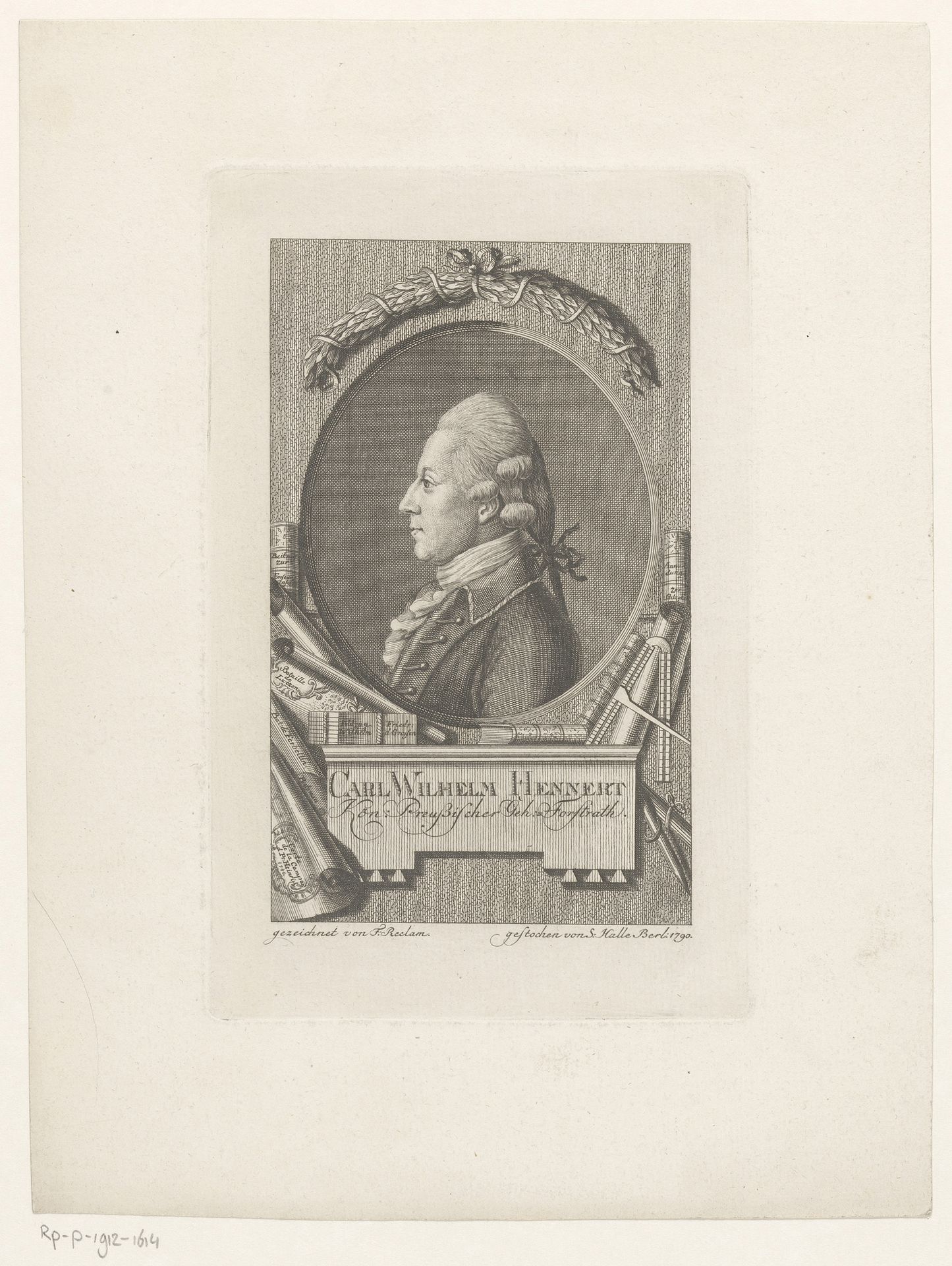 Portret van Karl Wilhelm Hennert by J.S.L. Halle