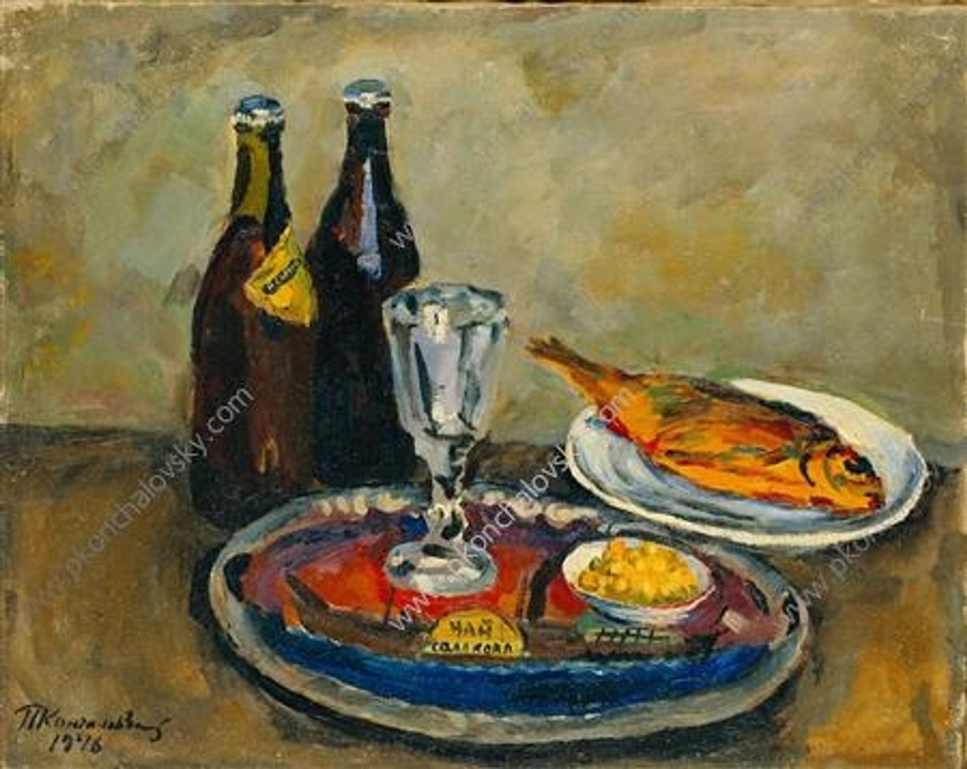 Still Life. Beer and roach. by Pyotr Konchalovsky