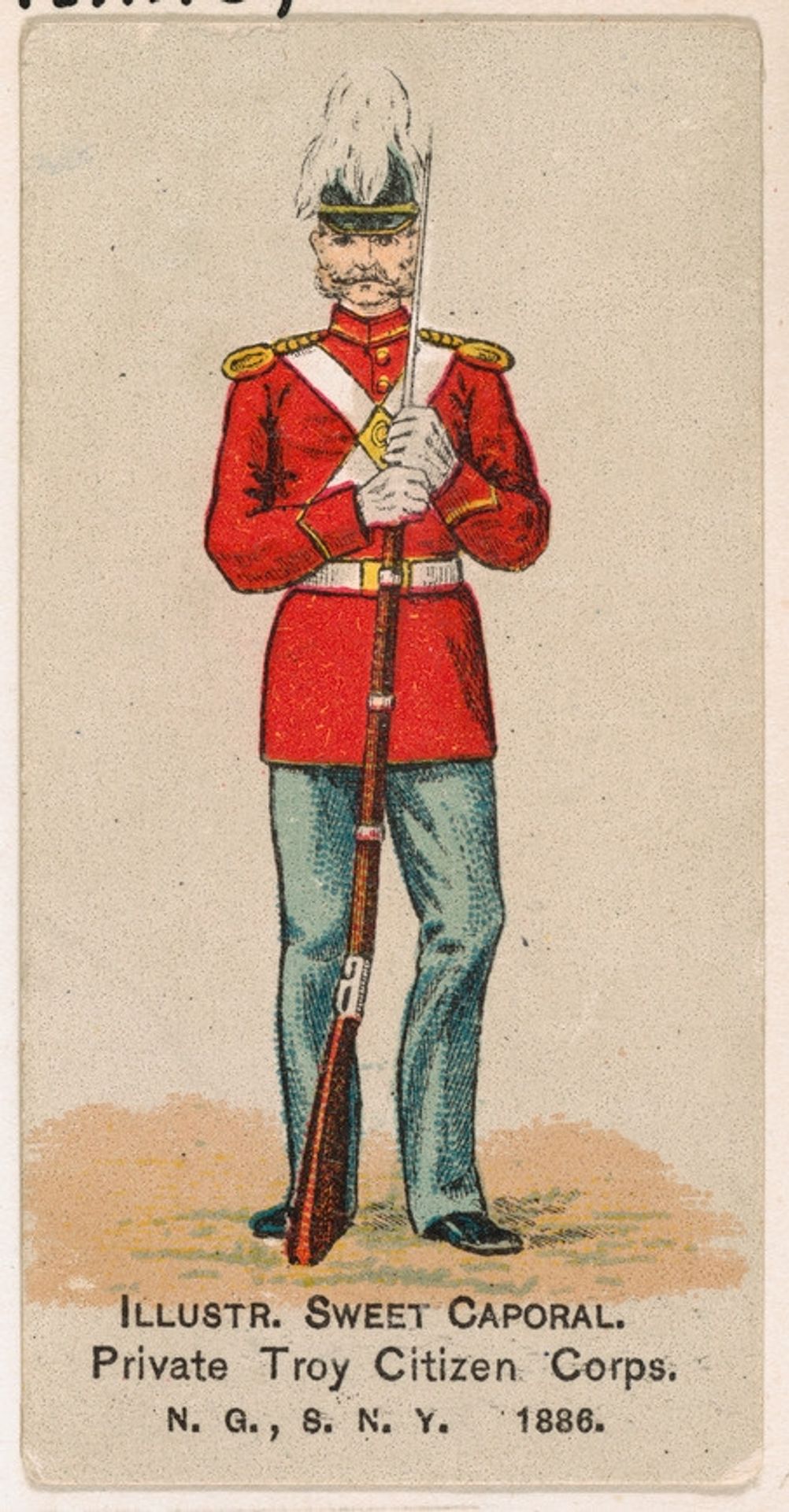 Private, Troy Citizen Corps., National Guard of the State of New York, 1886, from the Military Series (N224) issued by Kinney Tobacco Company to promote Sweet Caporal Cigarettes by Kinney Brothers Tobacco Company
