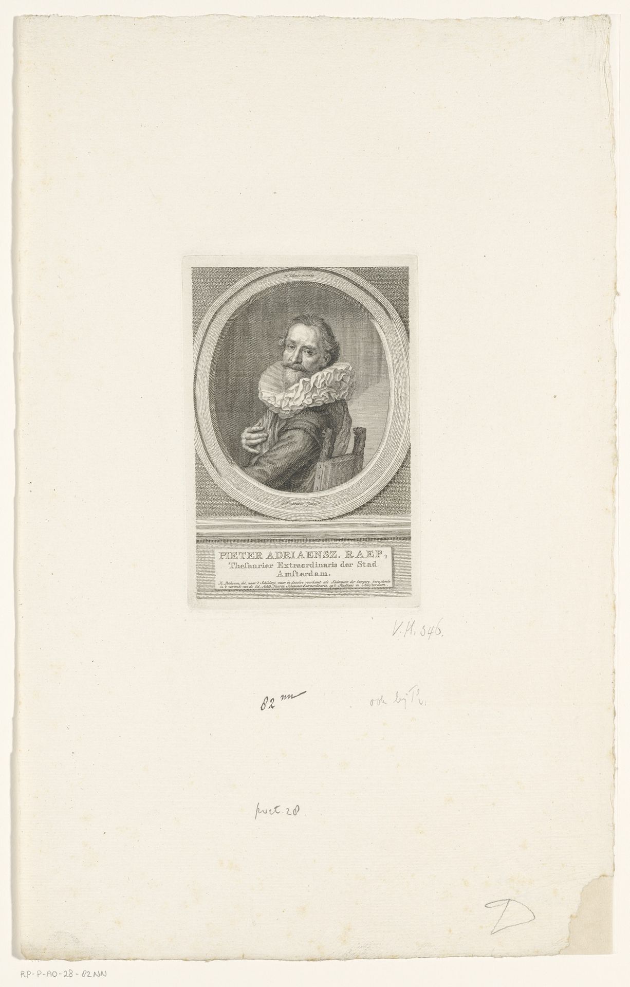 Portret van Pieter Adriaensz. Raep by Jacob Houbraken