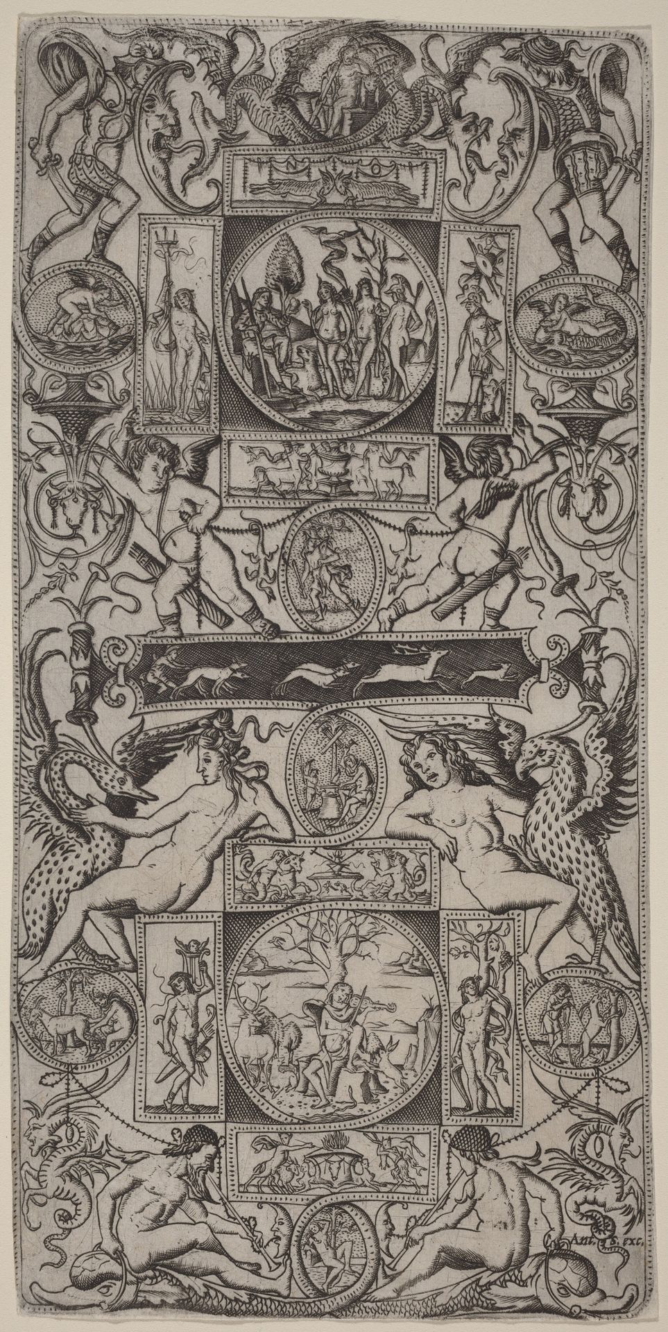 Ornament Panel with Orpheus and the Judgment of Paris by Nicoletto da Modena