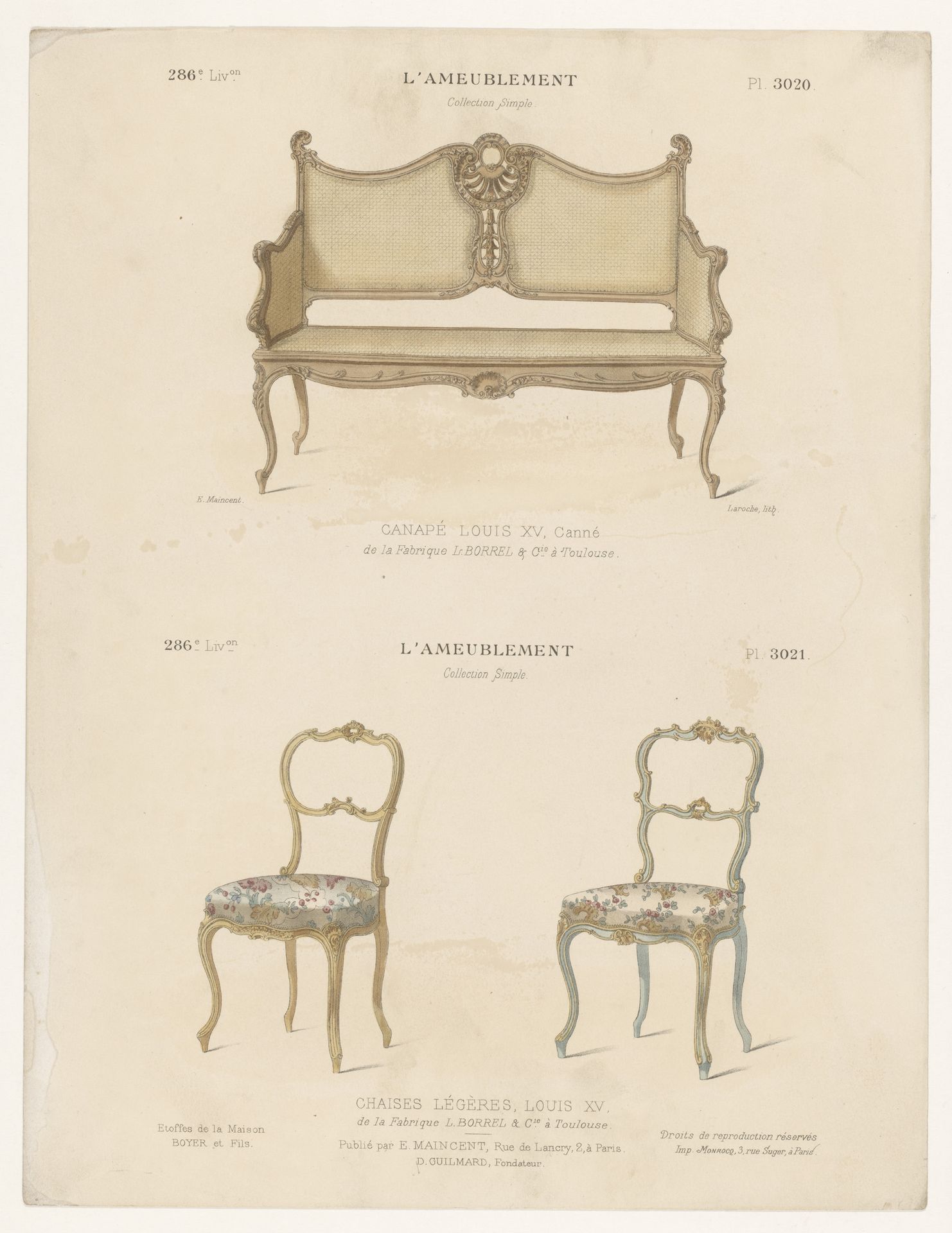 Canapé en twee stoelen by Léon Laroche