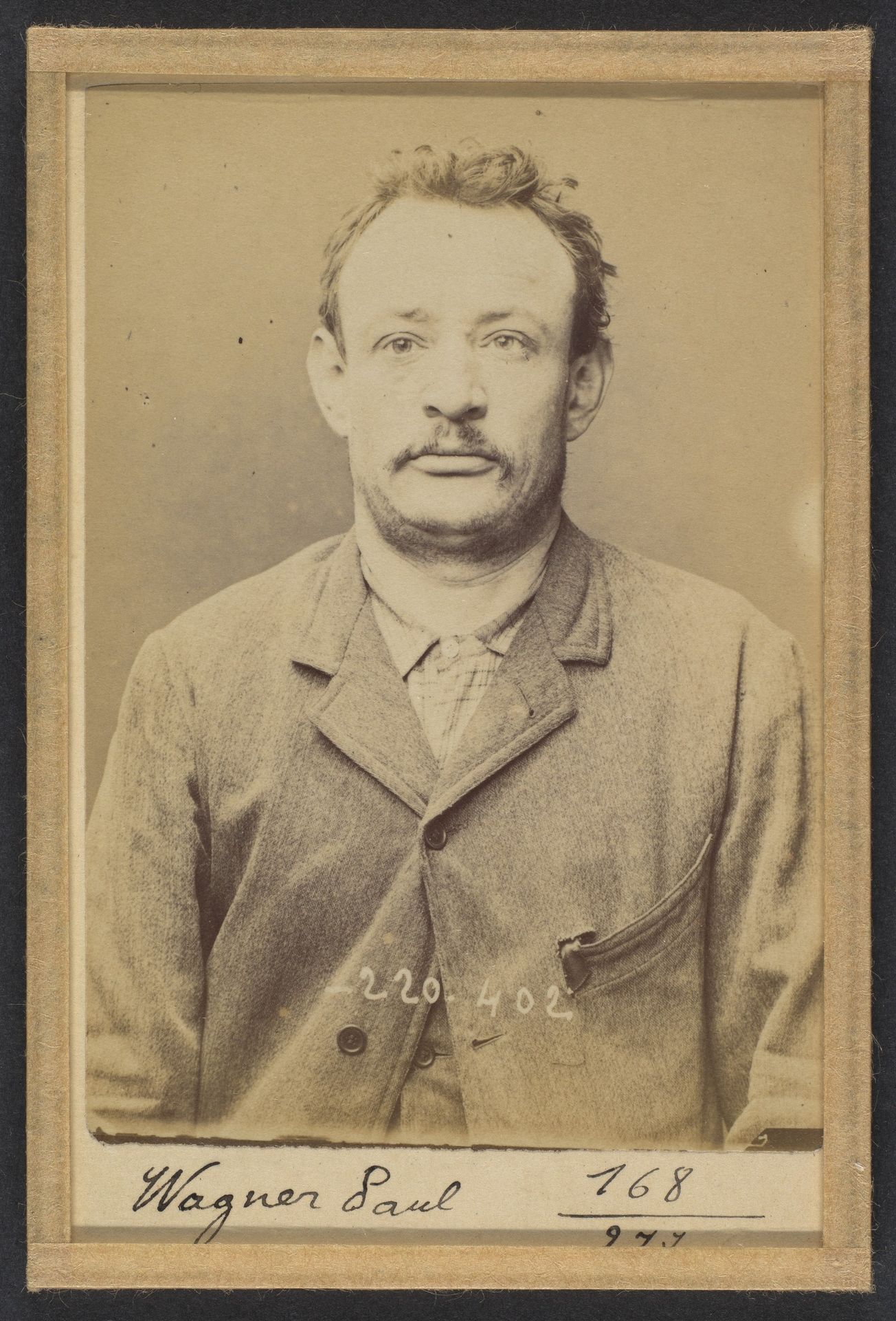 Wagner. Paul, Louis. 38 ans, né le 14/10/55. Ébéniste. Anarchiste. 2/7/94. by Alphonse Bertillon