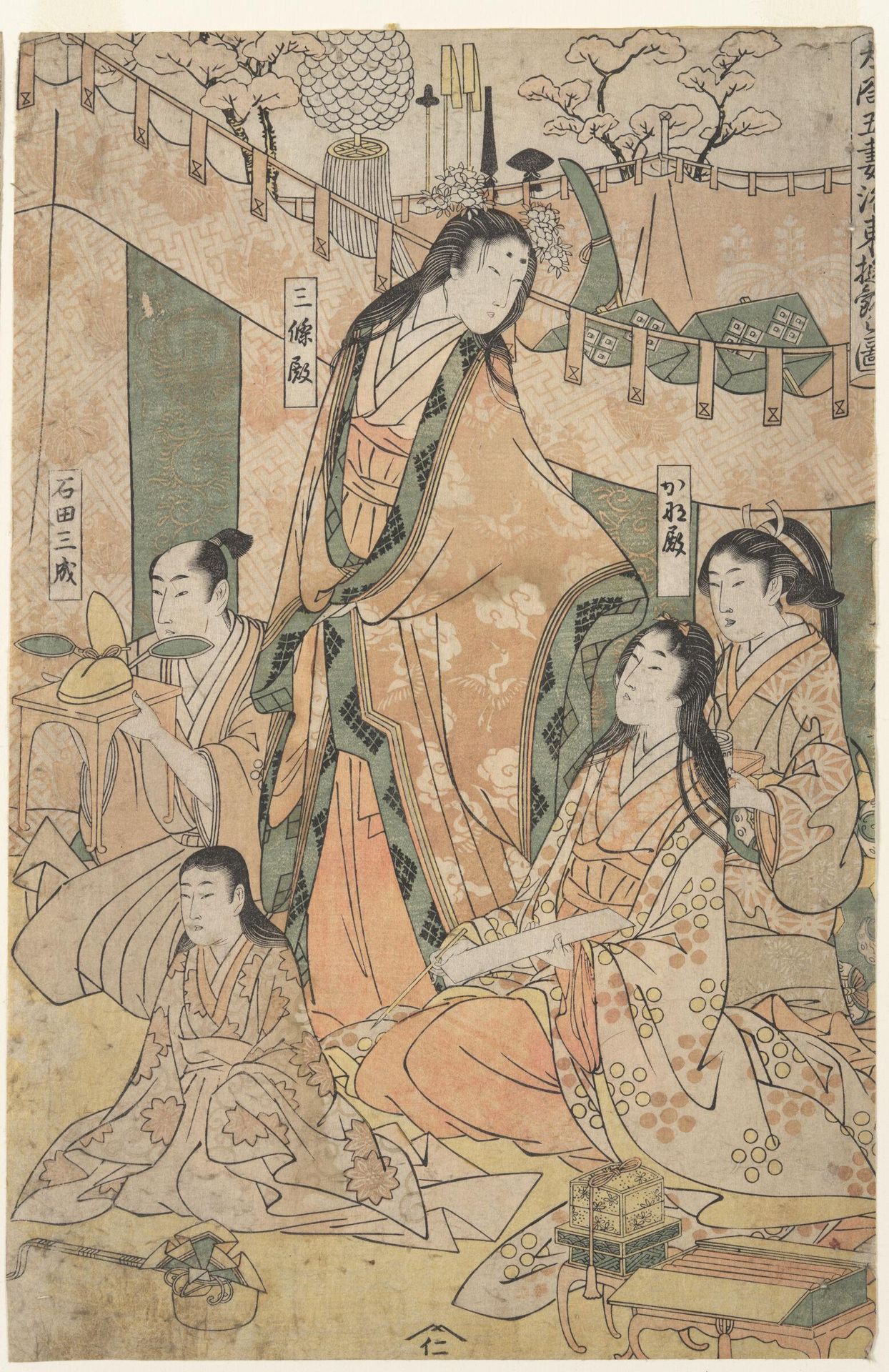 Hideyoshi and his Five Wives Viewing the Cherry Blossoms at Higashiyama by Kitagawa Utamaro åå¤å·æ­éº?"Late Edo period