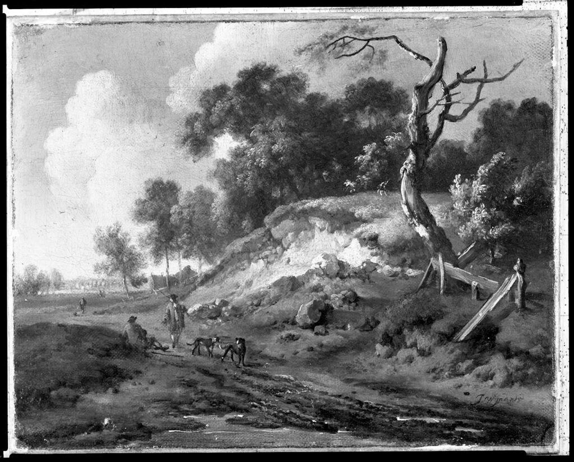 Landscape with Men and Dogs by Style of Jan Wijnants