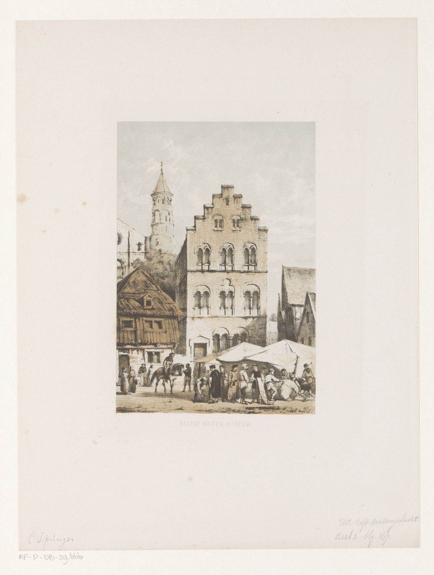 Twaalfde-eeuwse huizen by Cornelis Springer