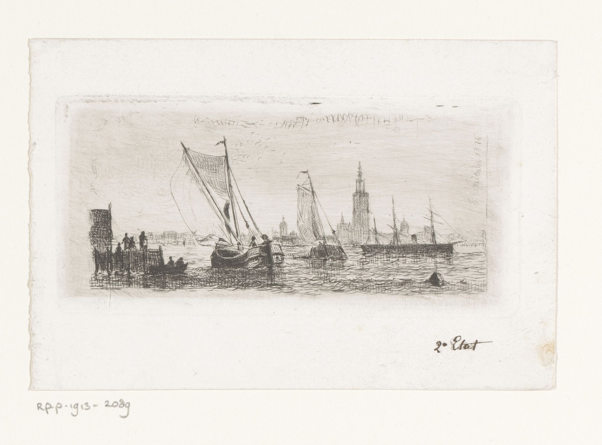 Schepen in het water bij de haven van Antwerpen by Paul Emile Nicolié